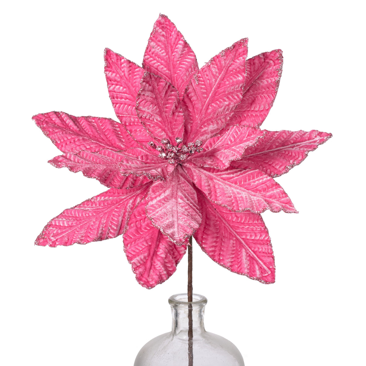 12" x 20" Embossed Velvet Poinsettia Stem: Candy Pink Item Number: XS426522