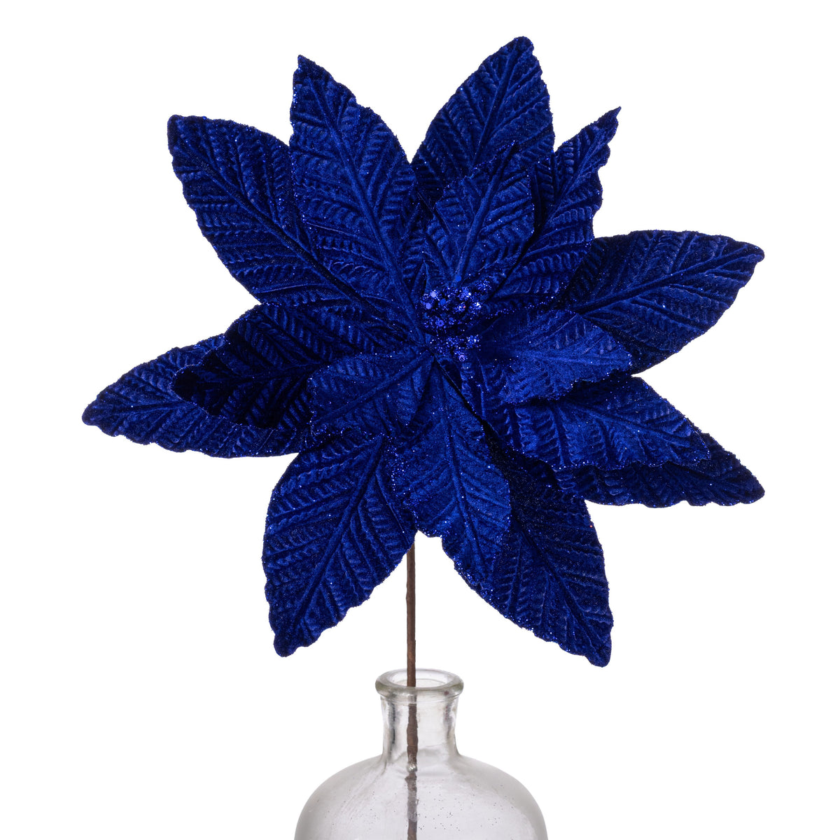 12" x 20" Embossed Velvet Poinsettia Stem: Royal Blue Item Number: XS426525