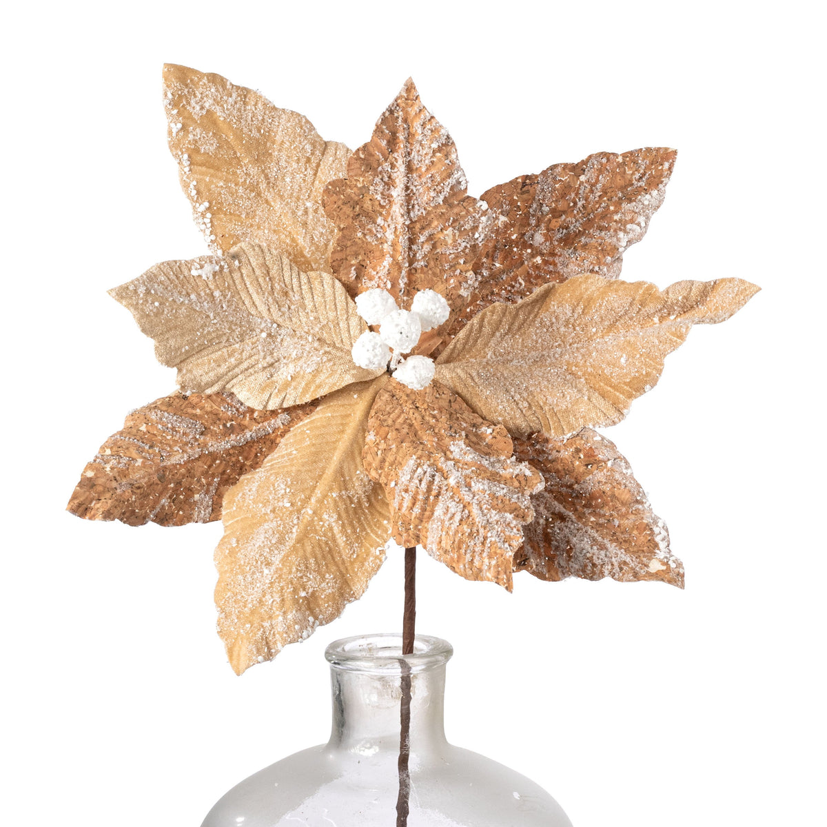12" x 20" Frosted Poinsettia Stem: Gingerbread Tan Item Number: 253379