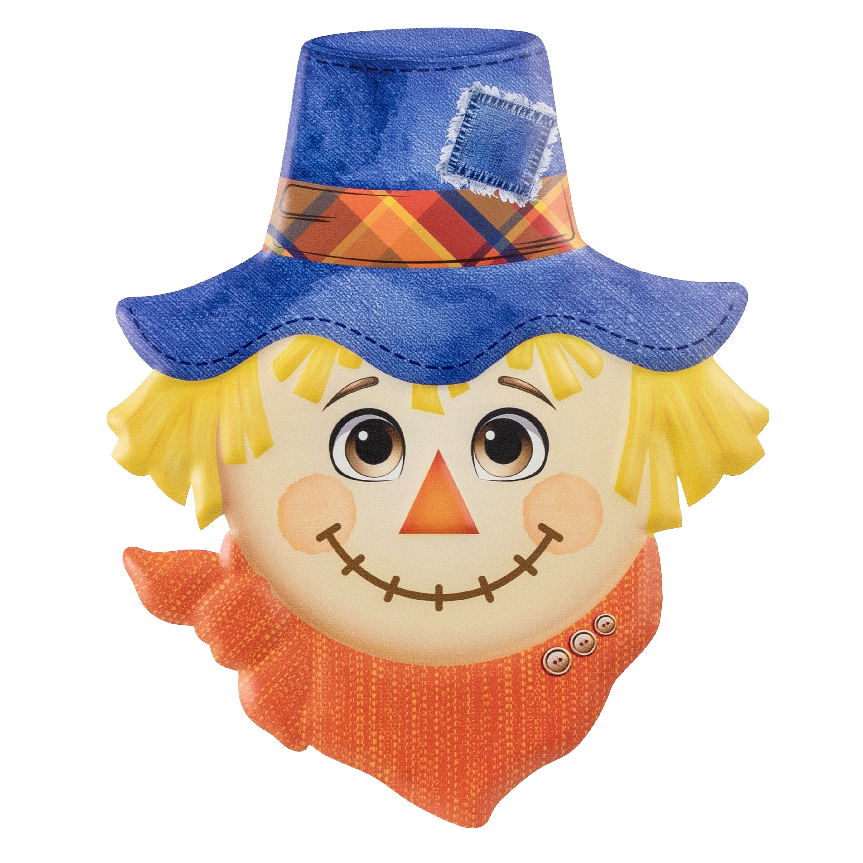 12" Embossed Metal Scarecrow Decoration: Blue Hat Item Number: MD1901N3