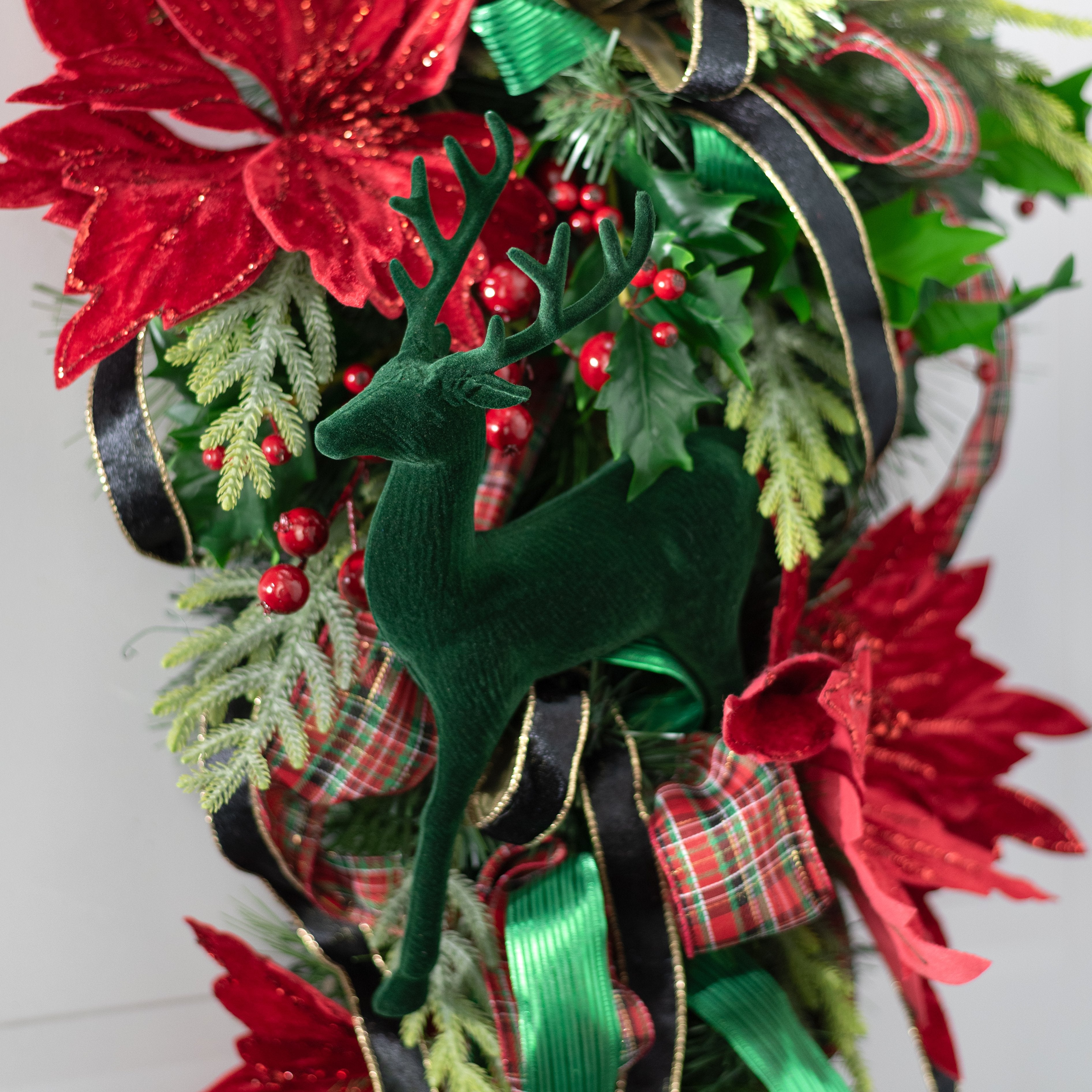 12" Flocked Deer Decor: Emerald Green Lifestyle Photo