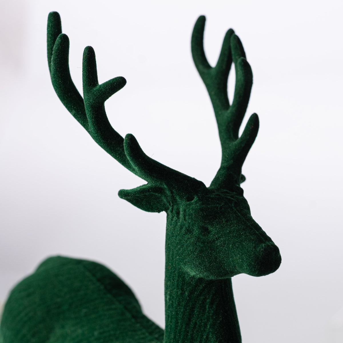 12" Flocked Deer Decor: Emerald Green detail photo 3