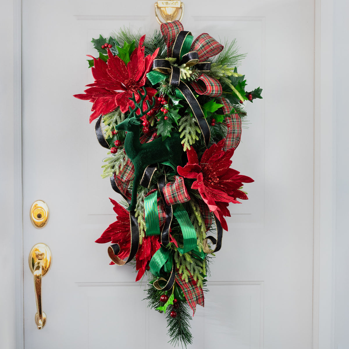 12" Flocked Deer Decor: Emerald Green detail photo 4