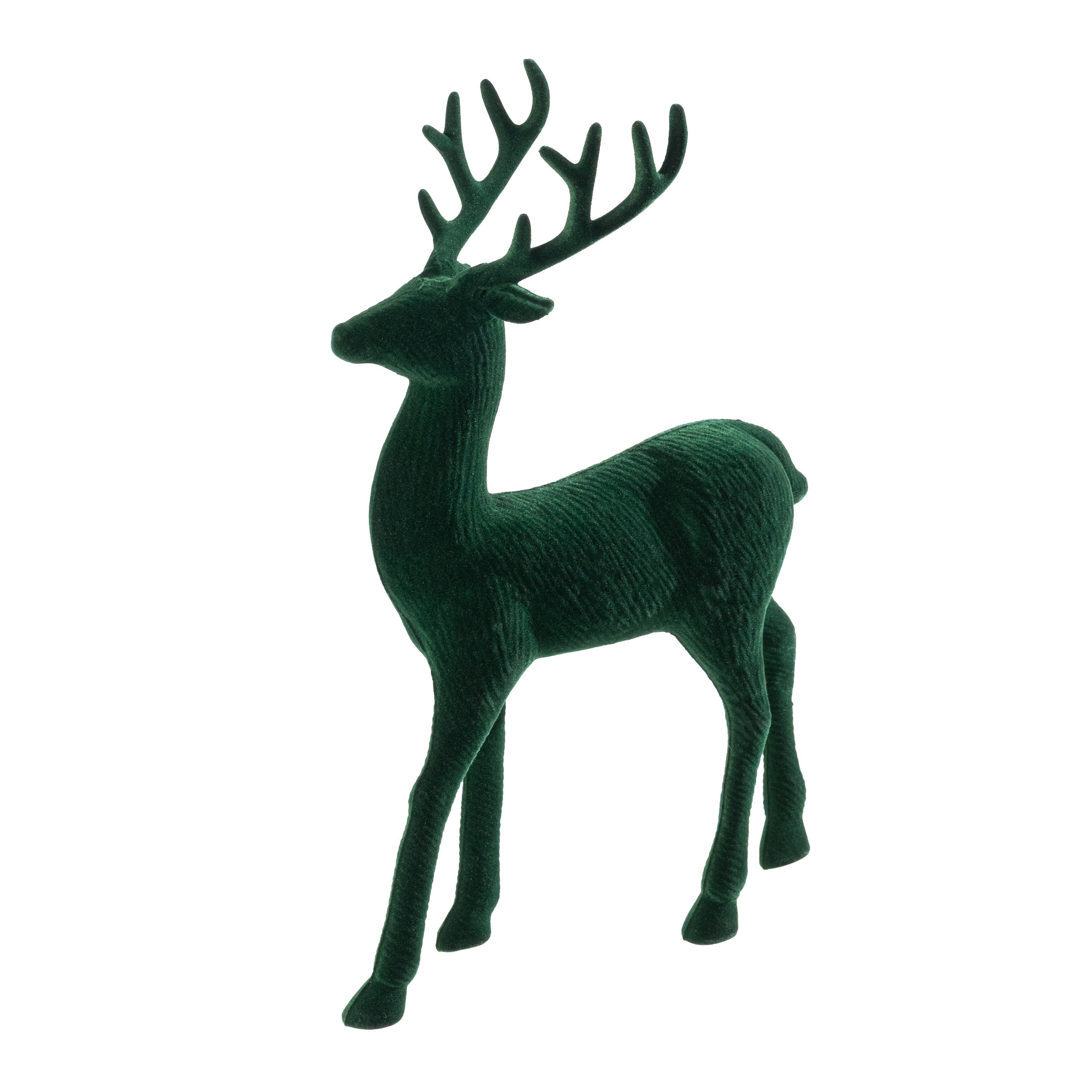 12" Flocked Deer Decor: Emerald Green Item Number: 86926GN