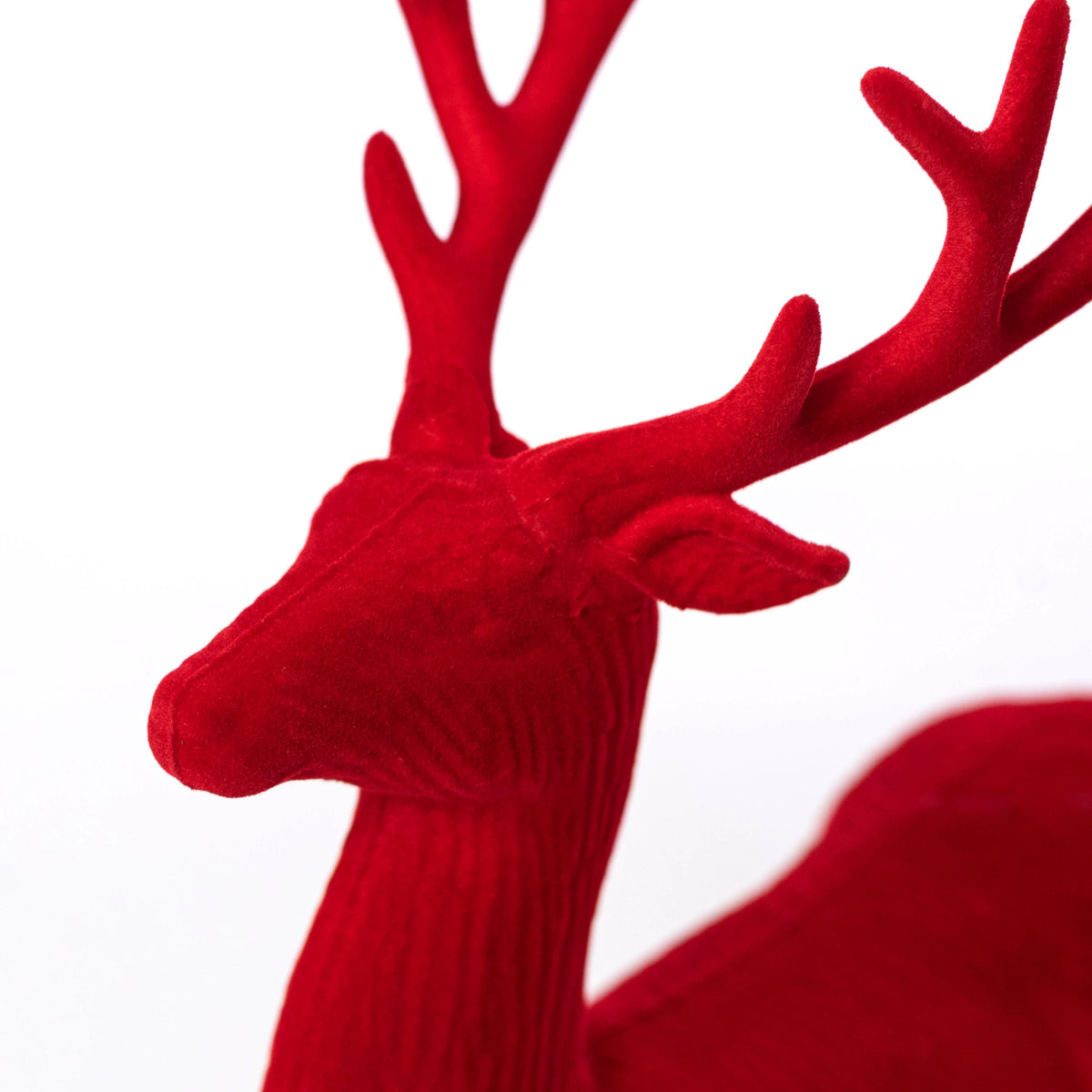 12" Flocked Deer Decor: Red detail photo 3