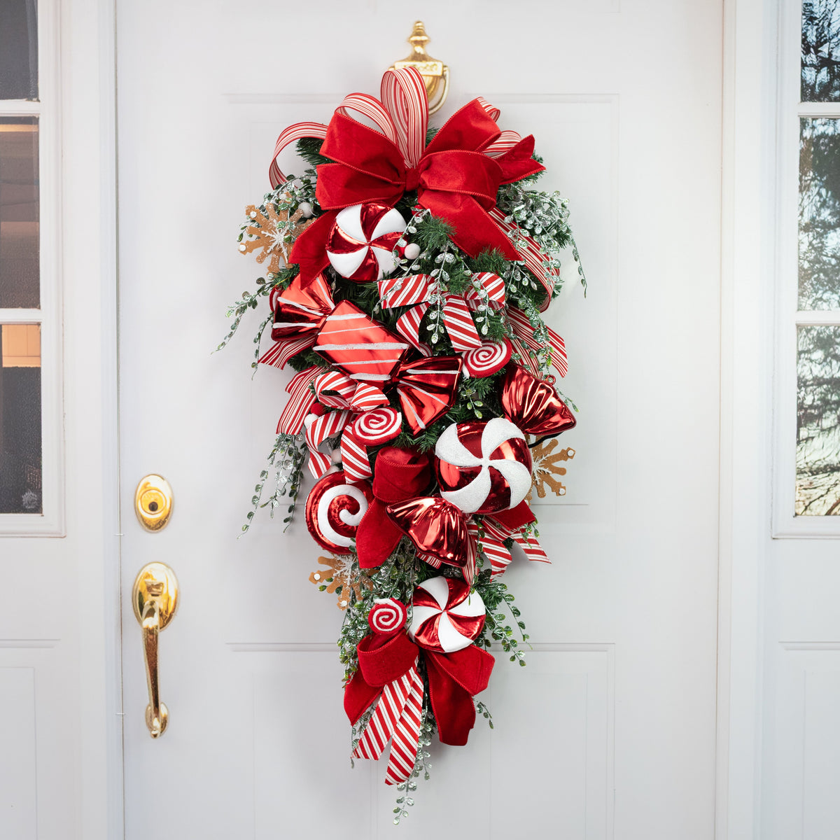 12" Hanging Peppermint Candy Ornament: Red & White detail photo 4