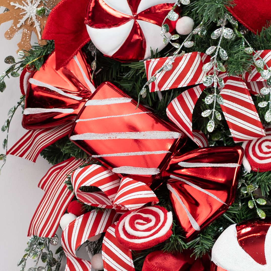 12" Hanging Wrapped Candy Ornament: Red & White Lifestyle Photo
