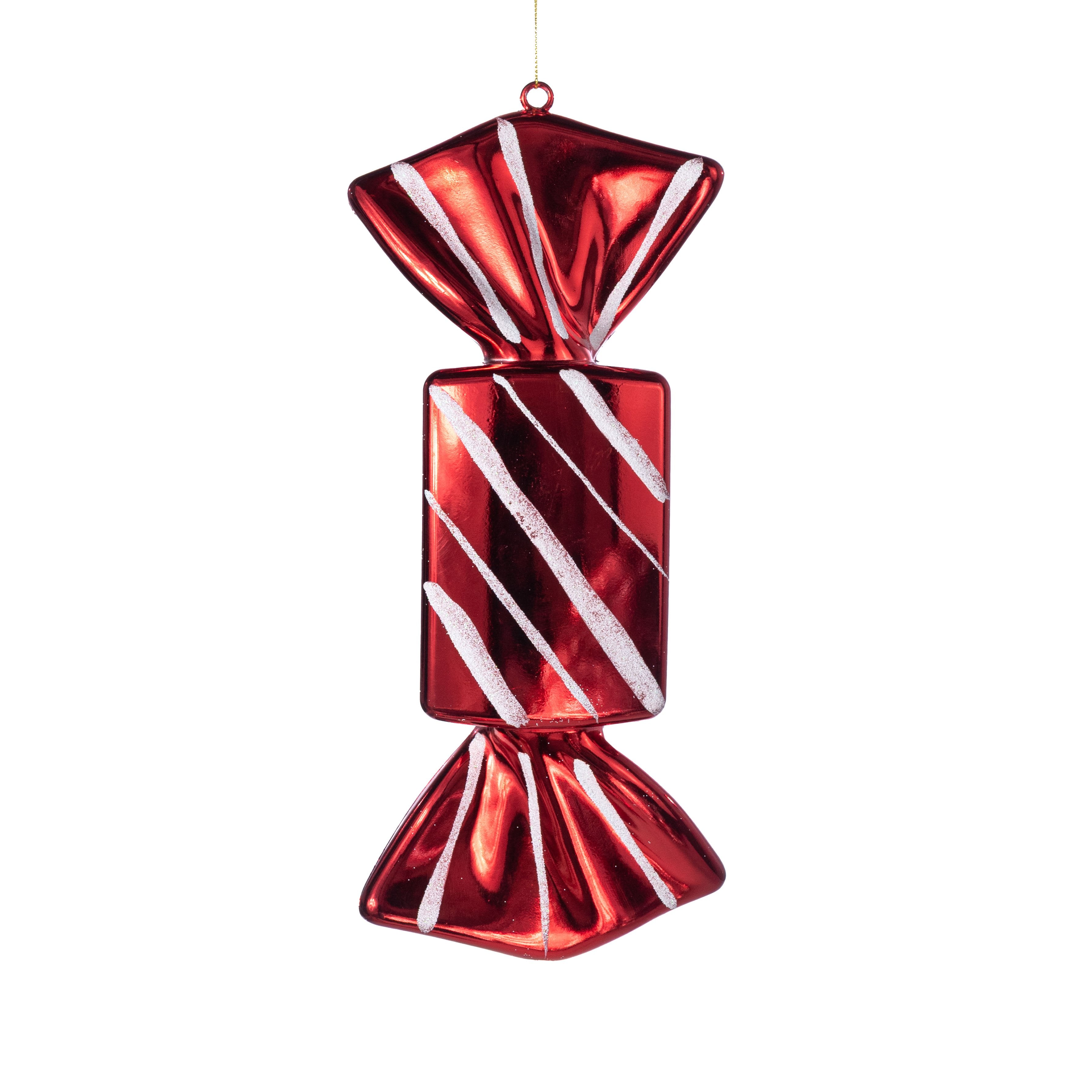 12" Hanging Wrapped Candy Ornament: Red & White Item Number: 32315