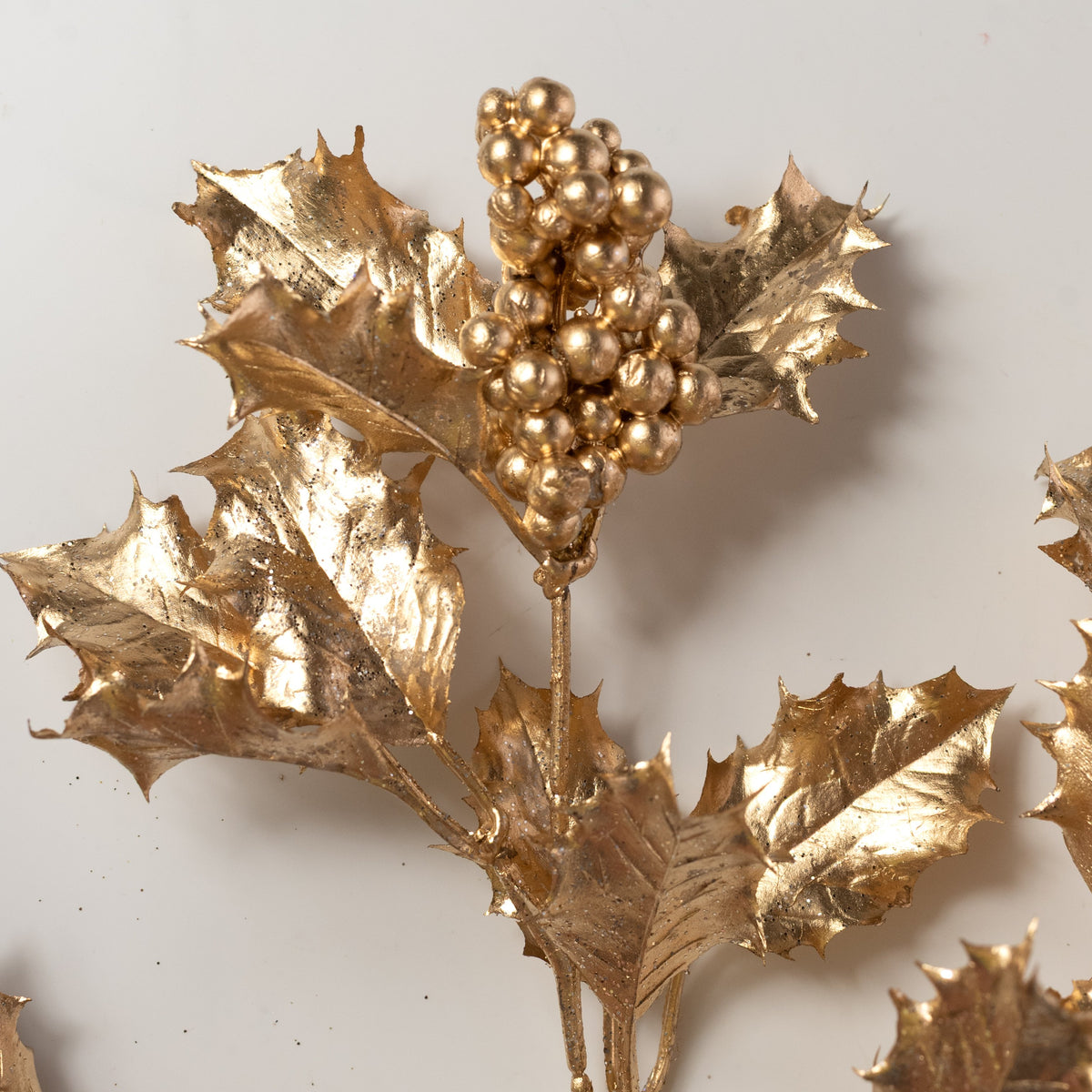 12" Holly Leaves & Berries Bush: Gold Lifestyle Photo