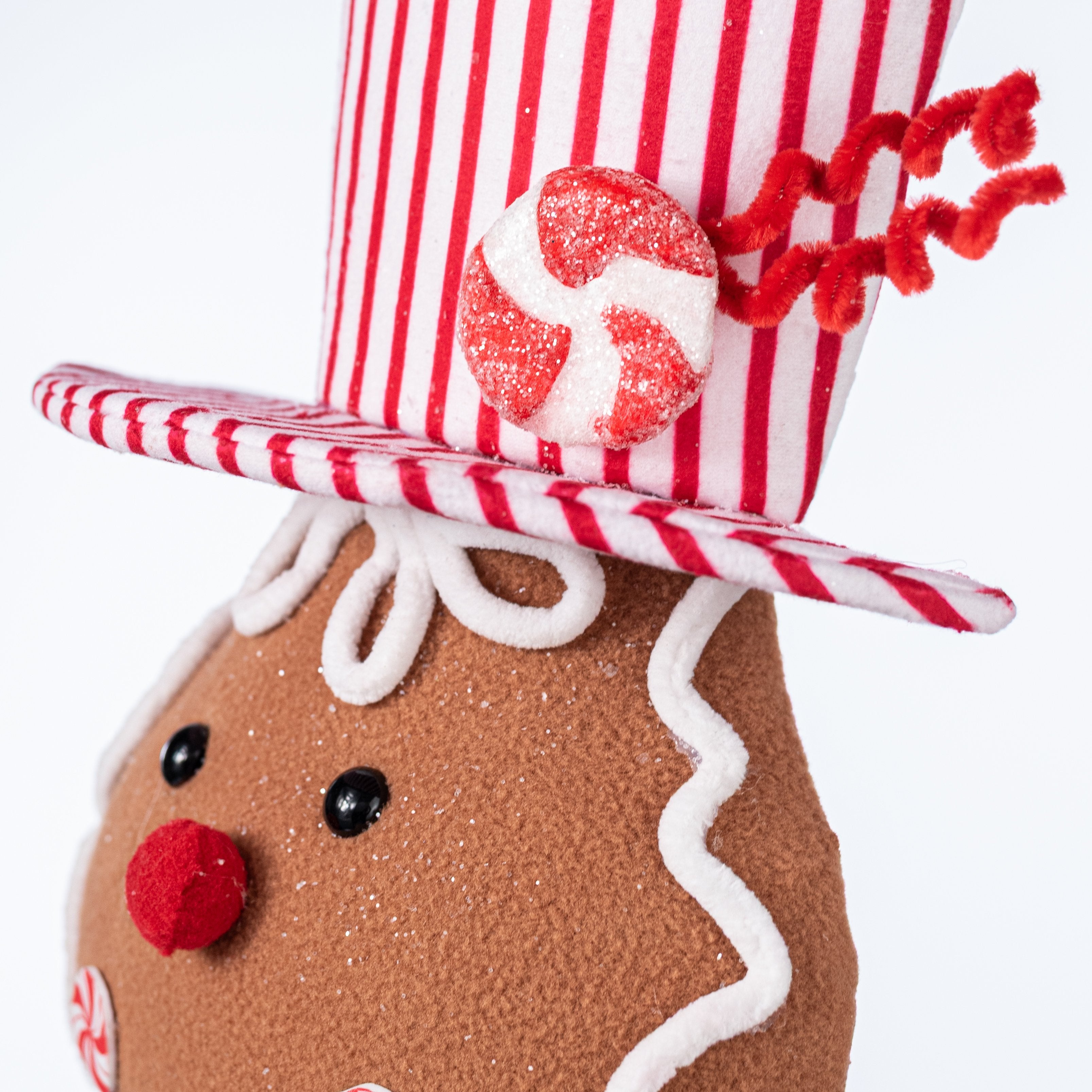 12" Peppermint Gingerbread Man Head Ornament detail photo 3