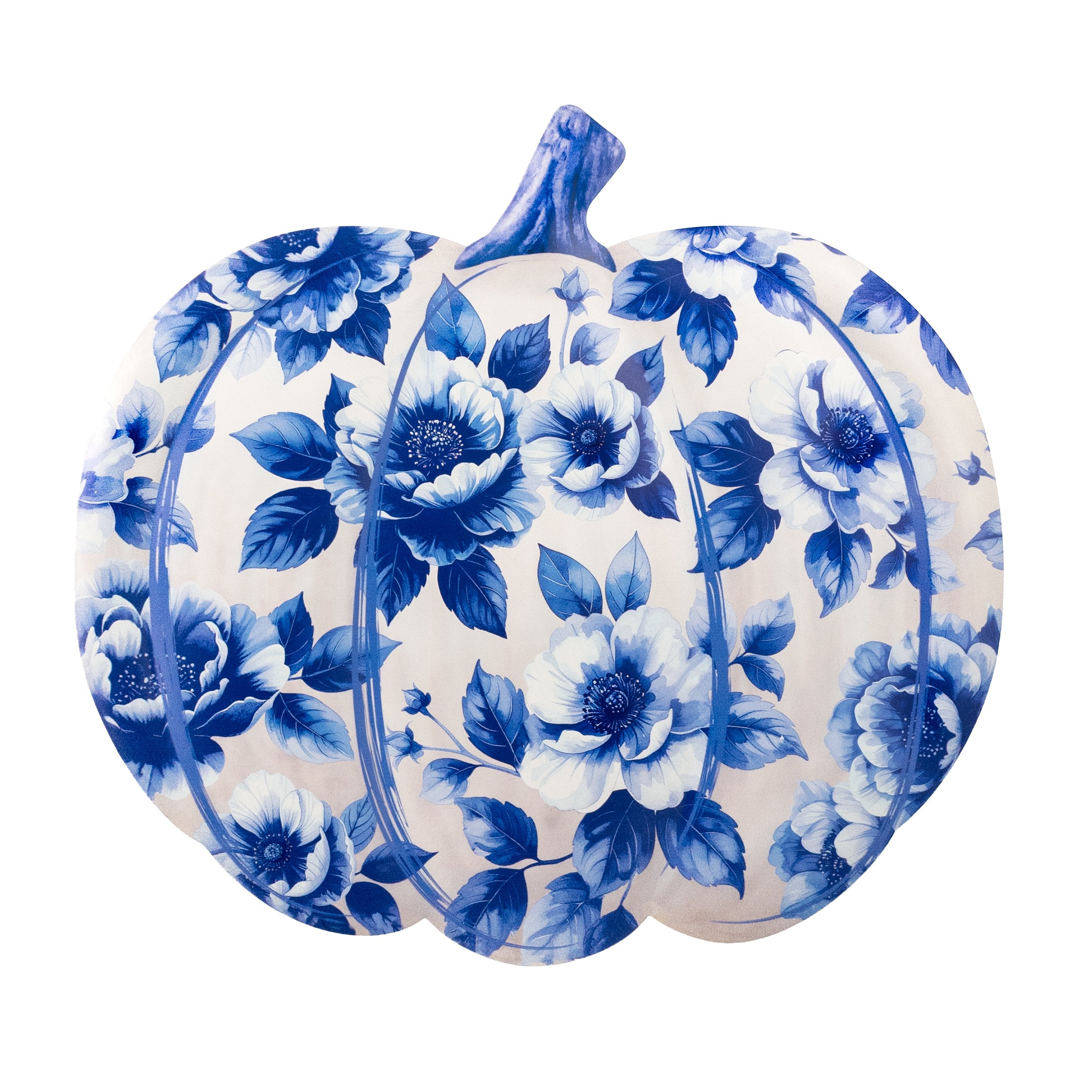 12" Pumpkin Shape Metal Sign: Chinoiserie Blue Item Number: MD1889M7