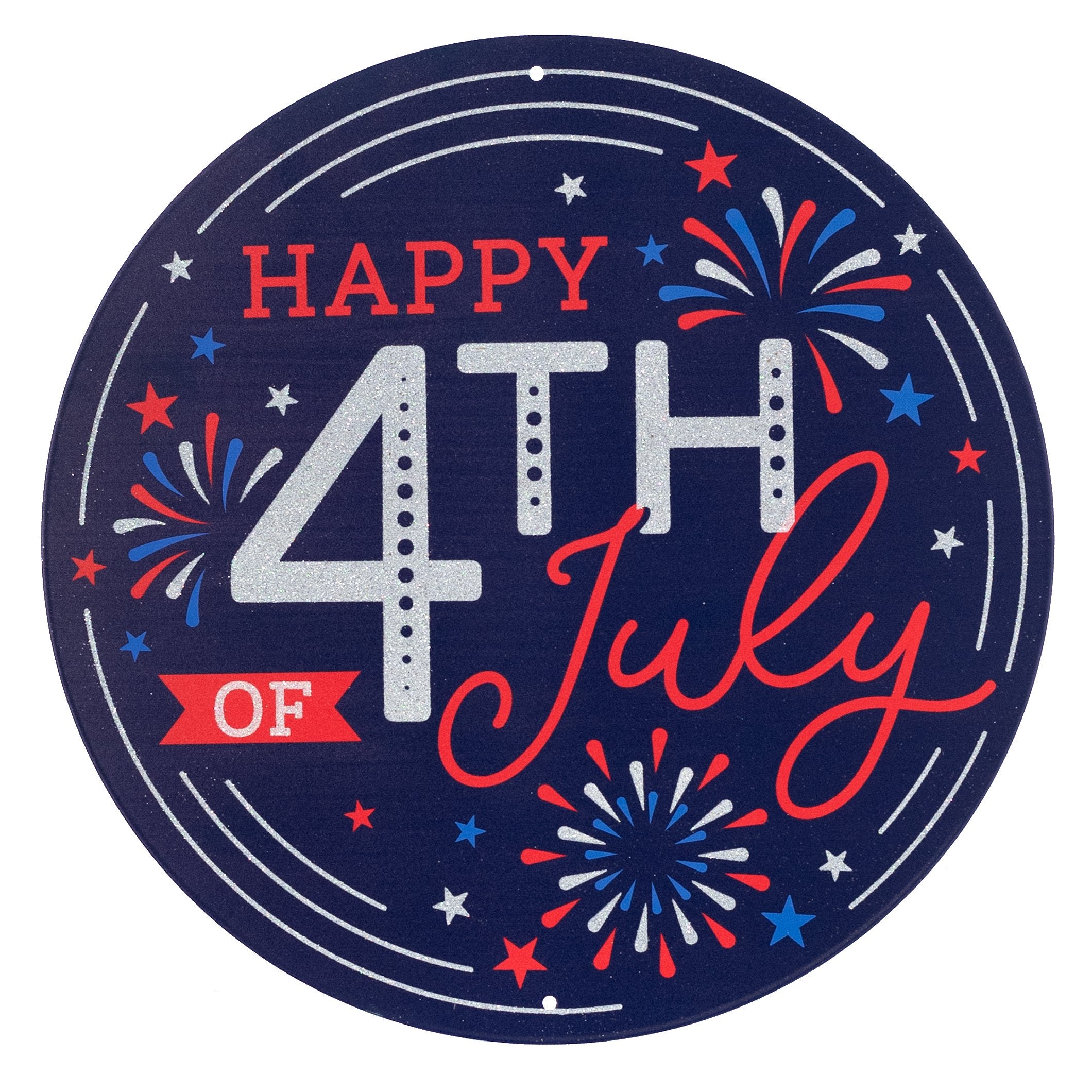 12" Round Metal Sign: Glittered 4th of July Item Number: MD1811H8