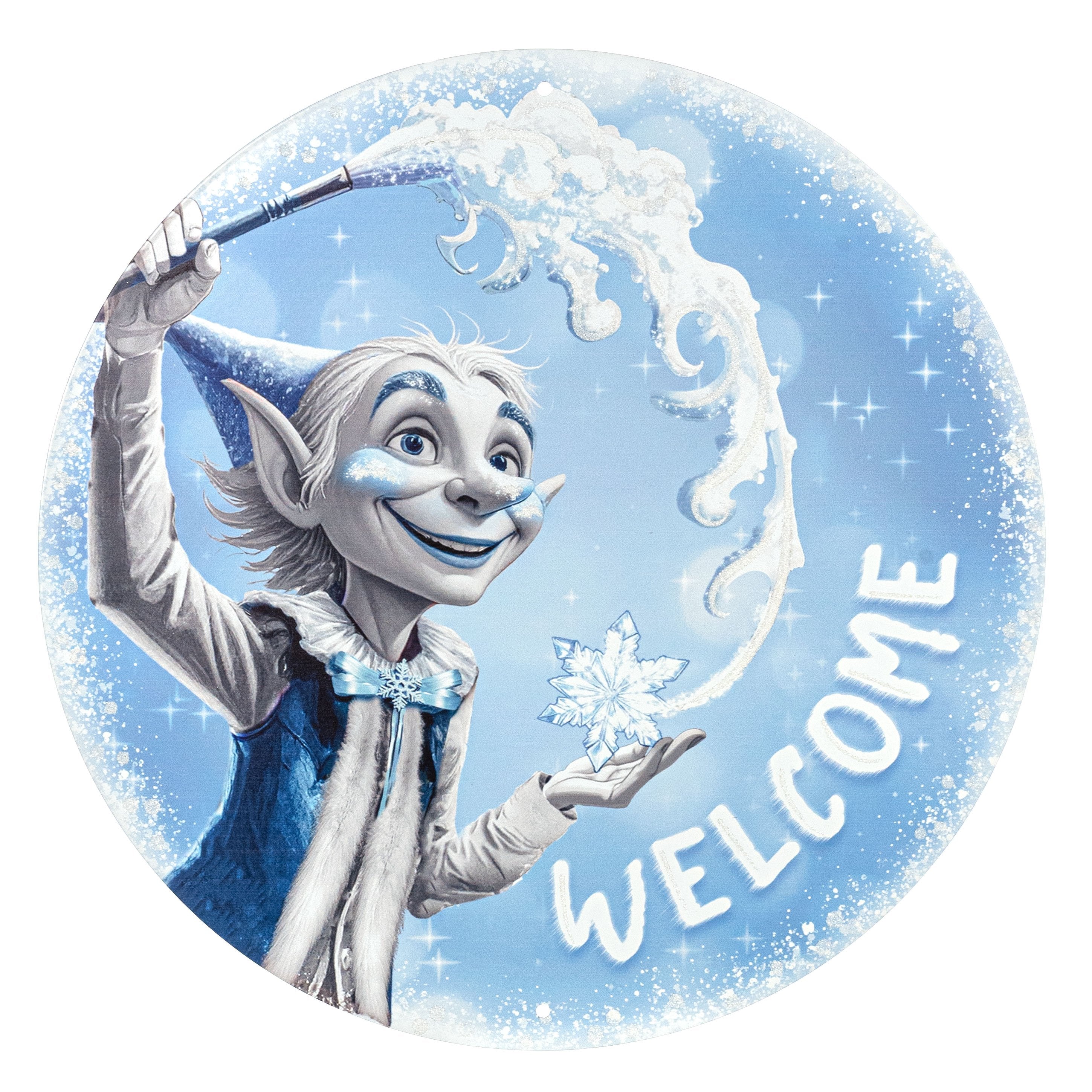 12" Round Metal Sign: Jack Frost Welcome Item Number: MD1900