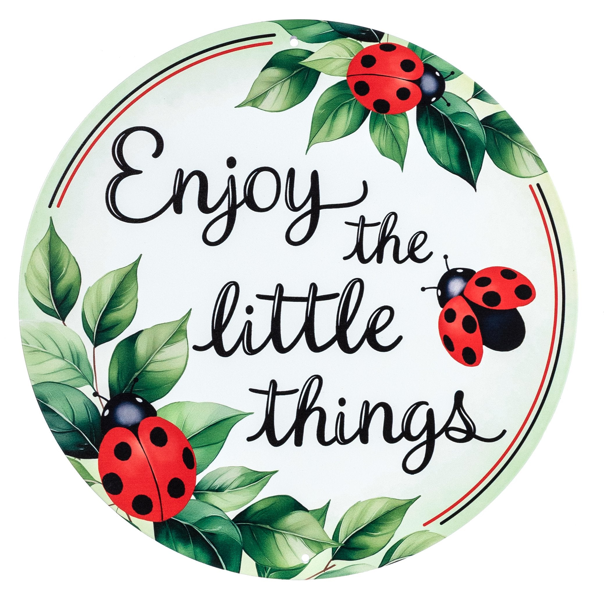 12" Round Metal Sign: Ladybug Little Things Item Number: MD1807