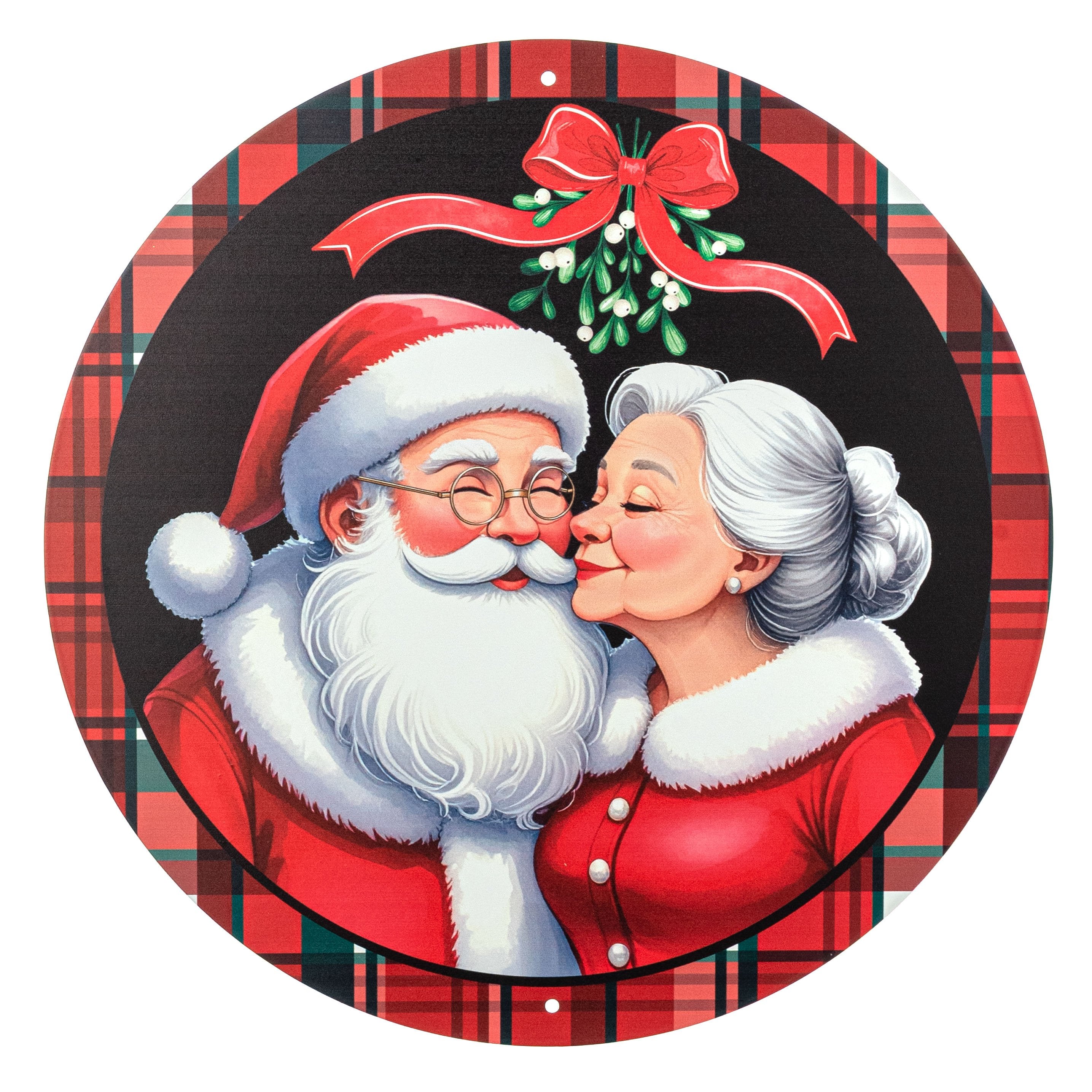 12" Round Metal Sign: Mr & Mrs Santa Clause Item Number: MD1899
