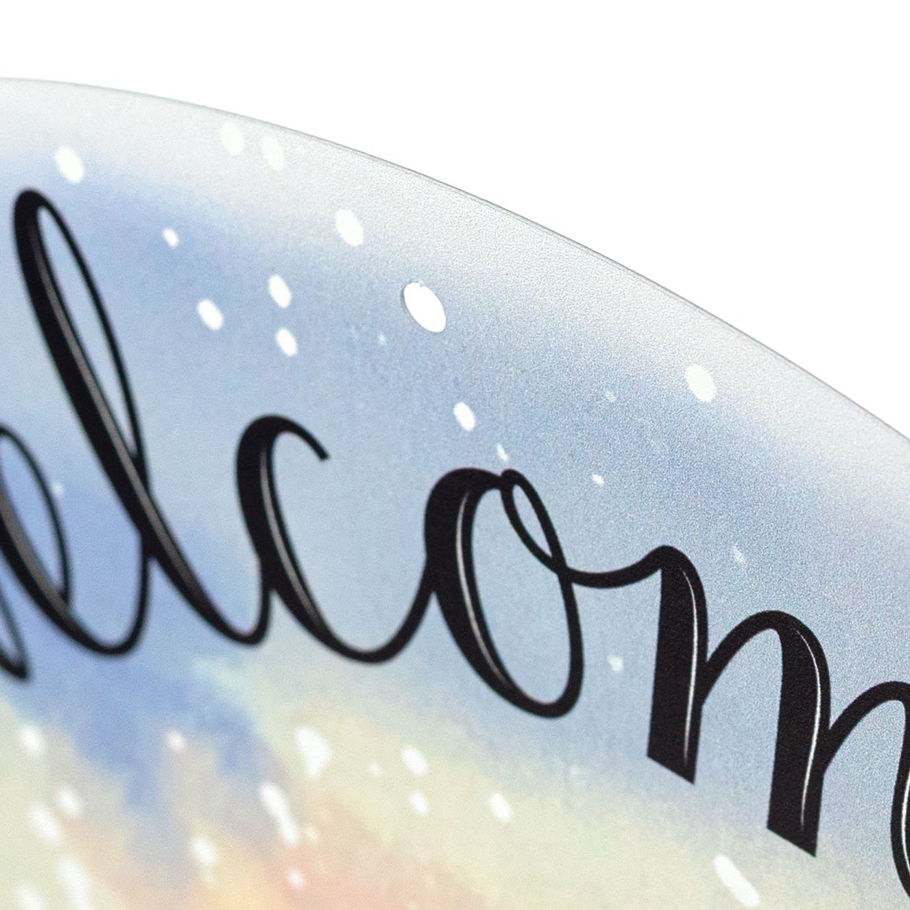 12" Round Metal Sign: Welcome Snowmen detail photo 3