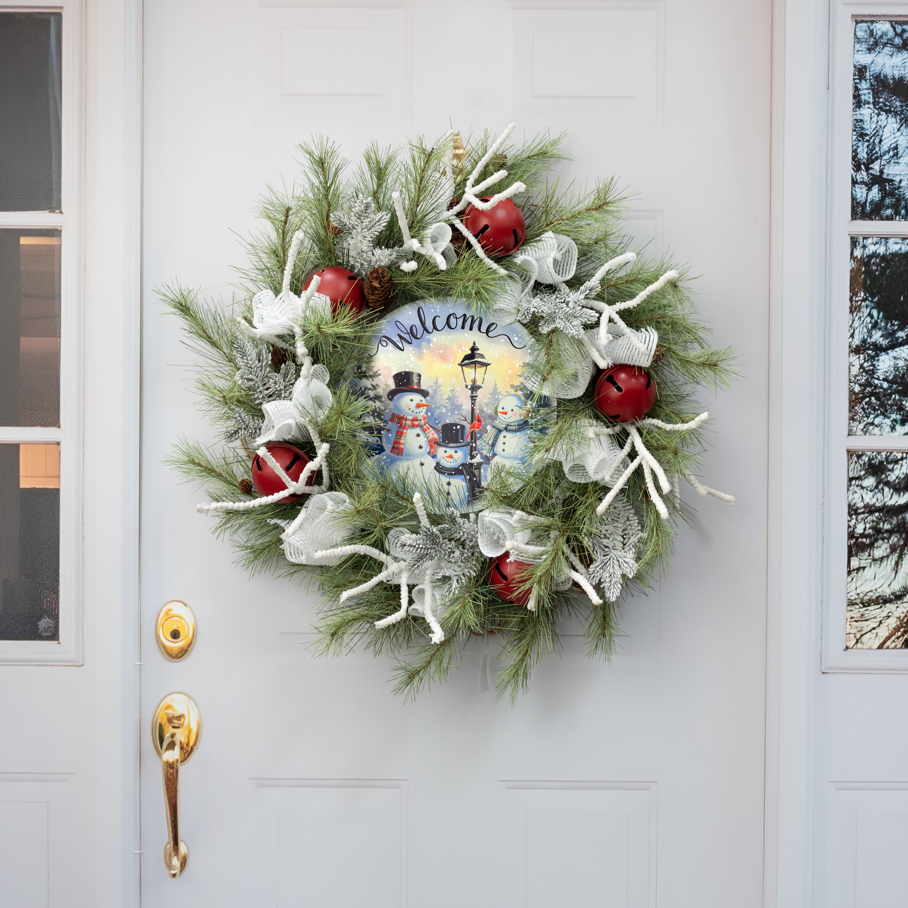 12" Round Metal Sign: Welcome Snowmen detail photo 4