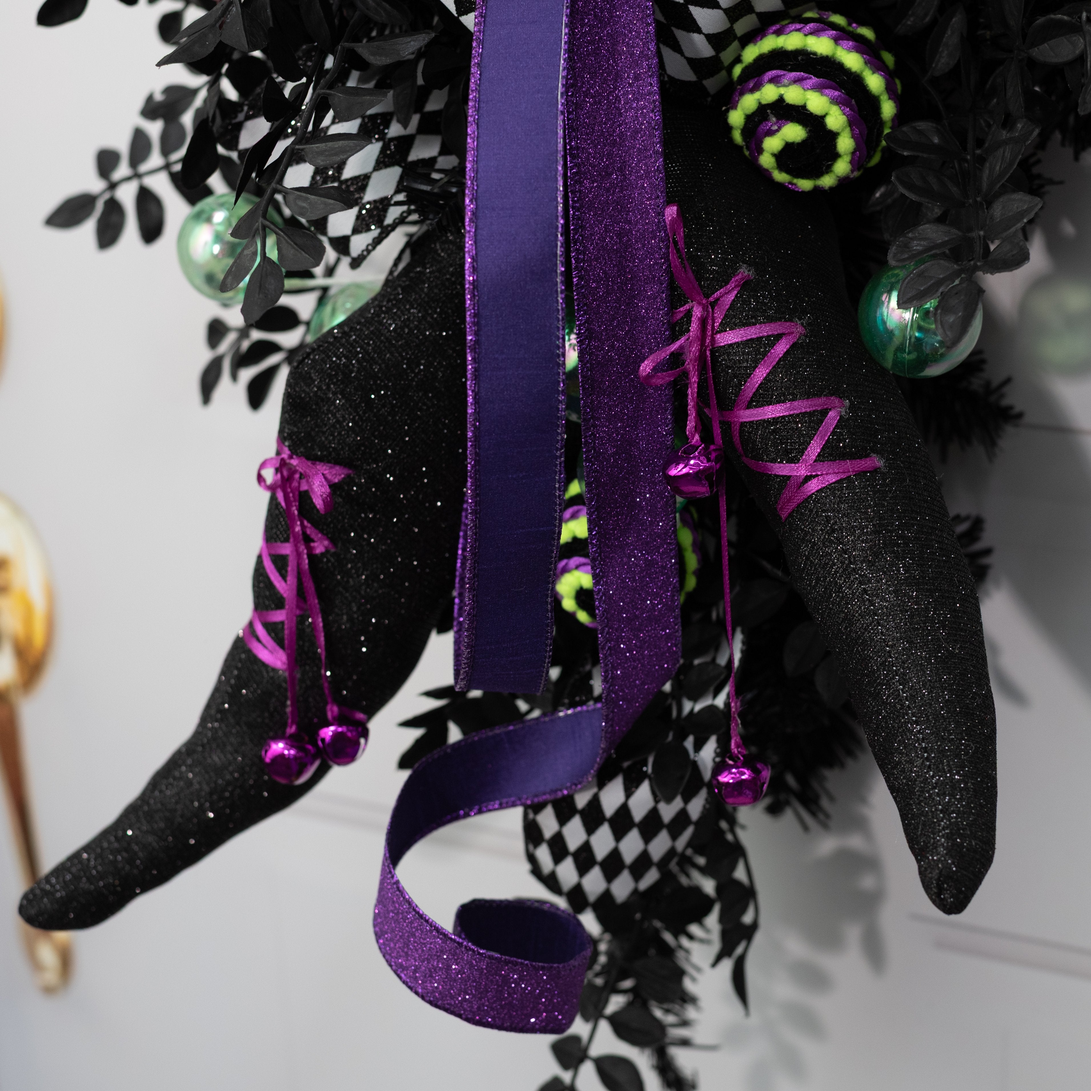 12" Sparkly Witch Boots Ornament: Black Lifestyle Photo