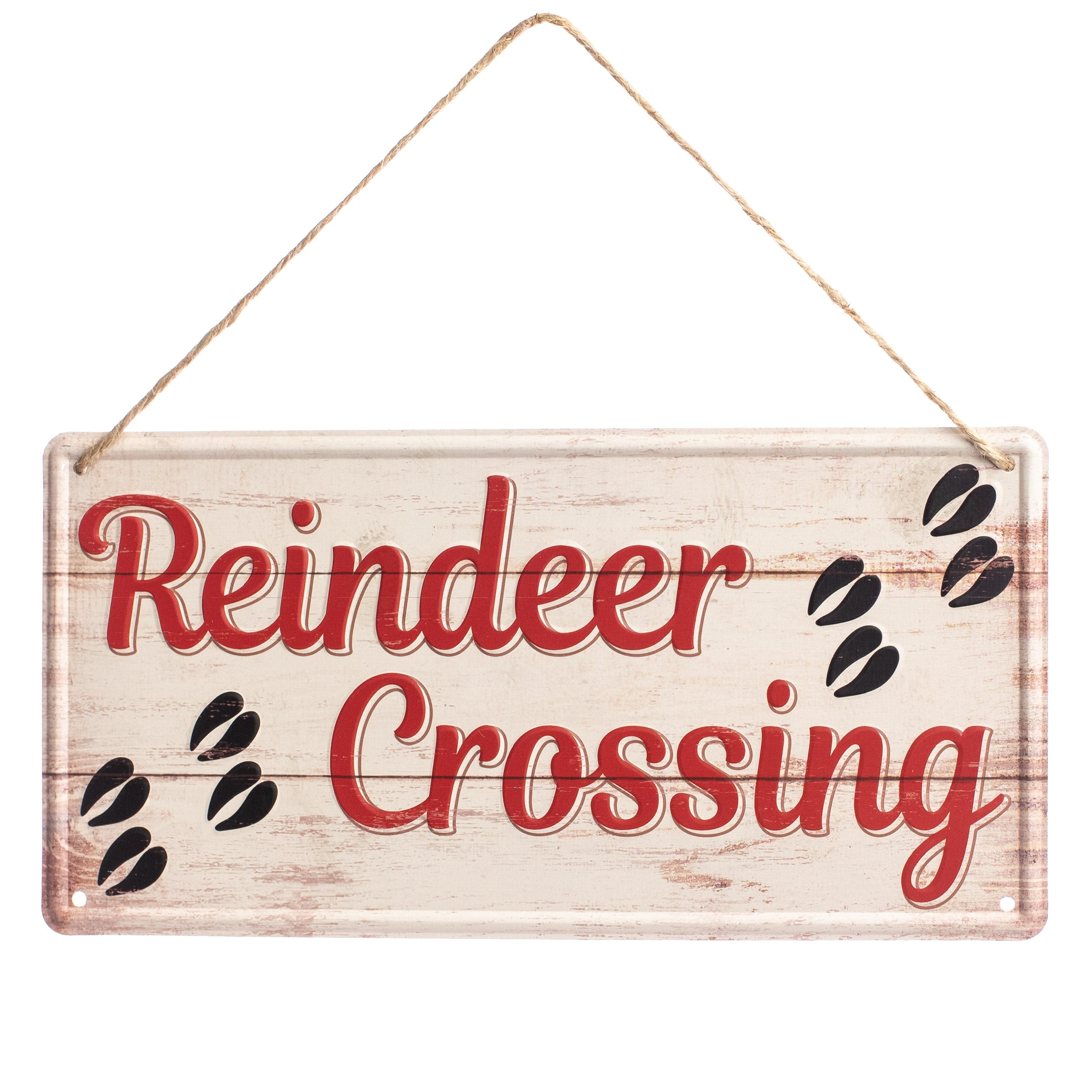 12" Tin Sign: Reindeer Crossing Item Number: MD0416