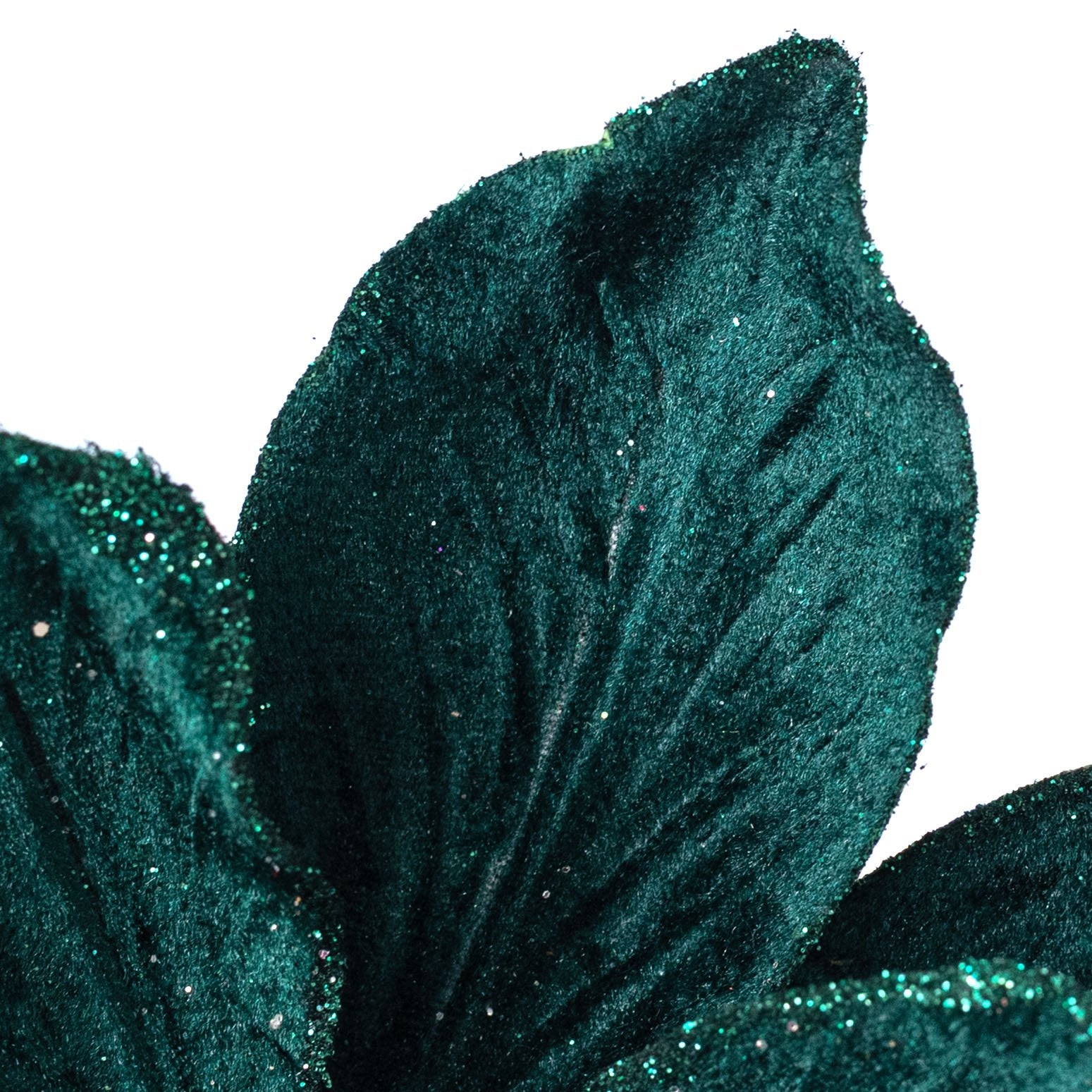 8" x 12" Velvet Magnolia Flower Stem: Deep Emerald Green Lifestyle Photo