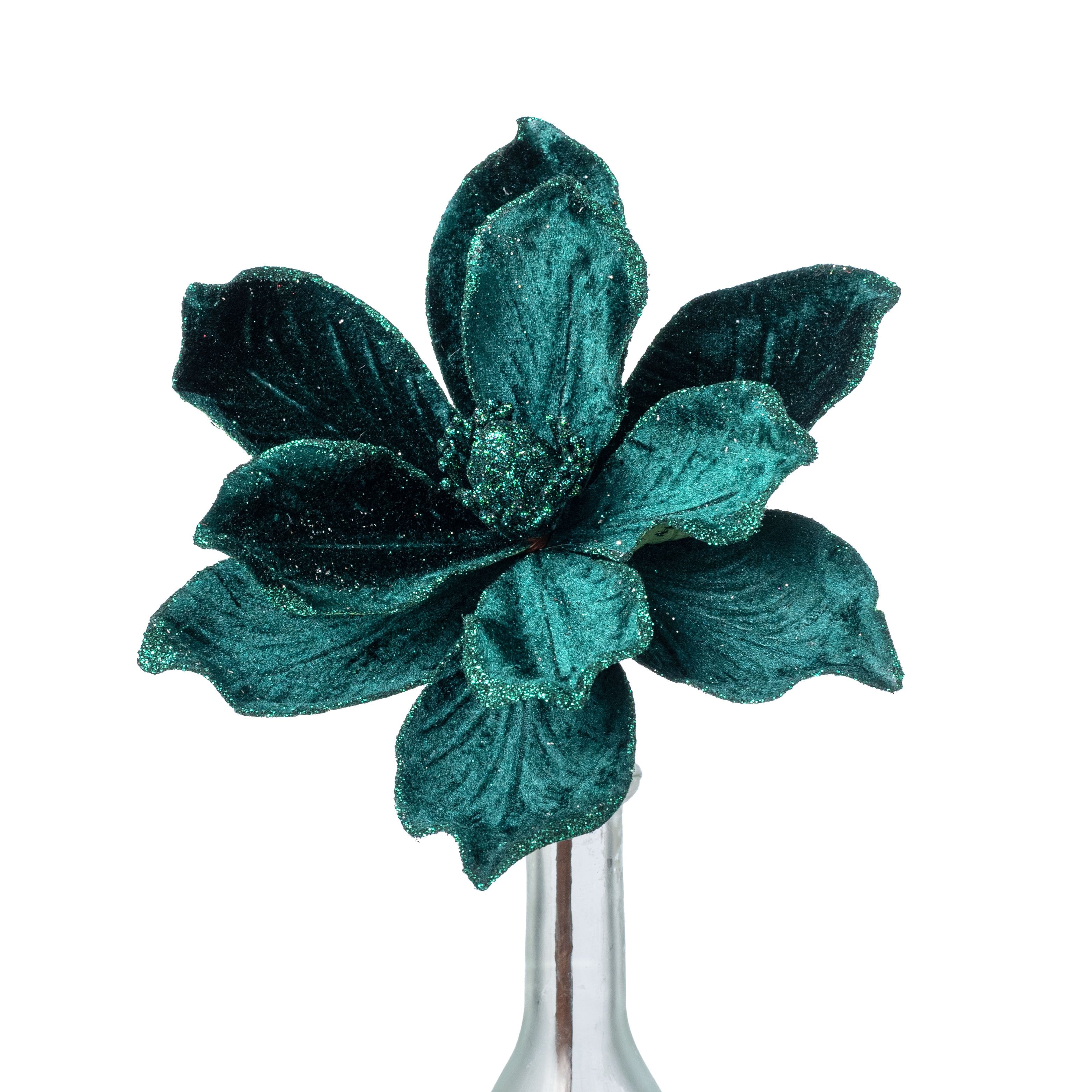 8" x 12" Velvet Magnolia Flower Stem: Deep Emerald Green Item Number: 86868EMGN