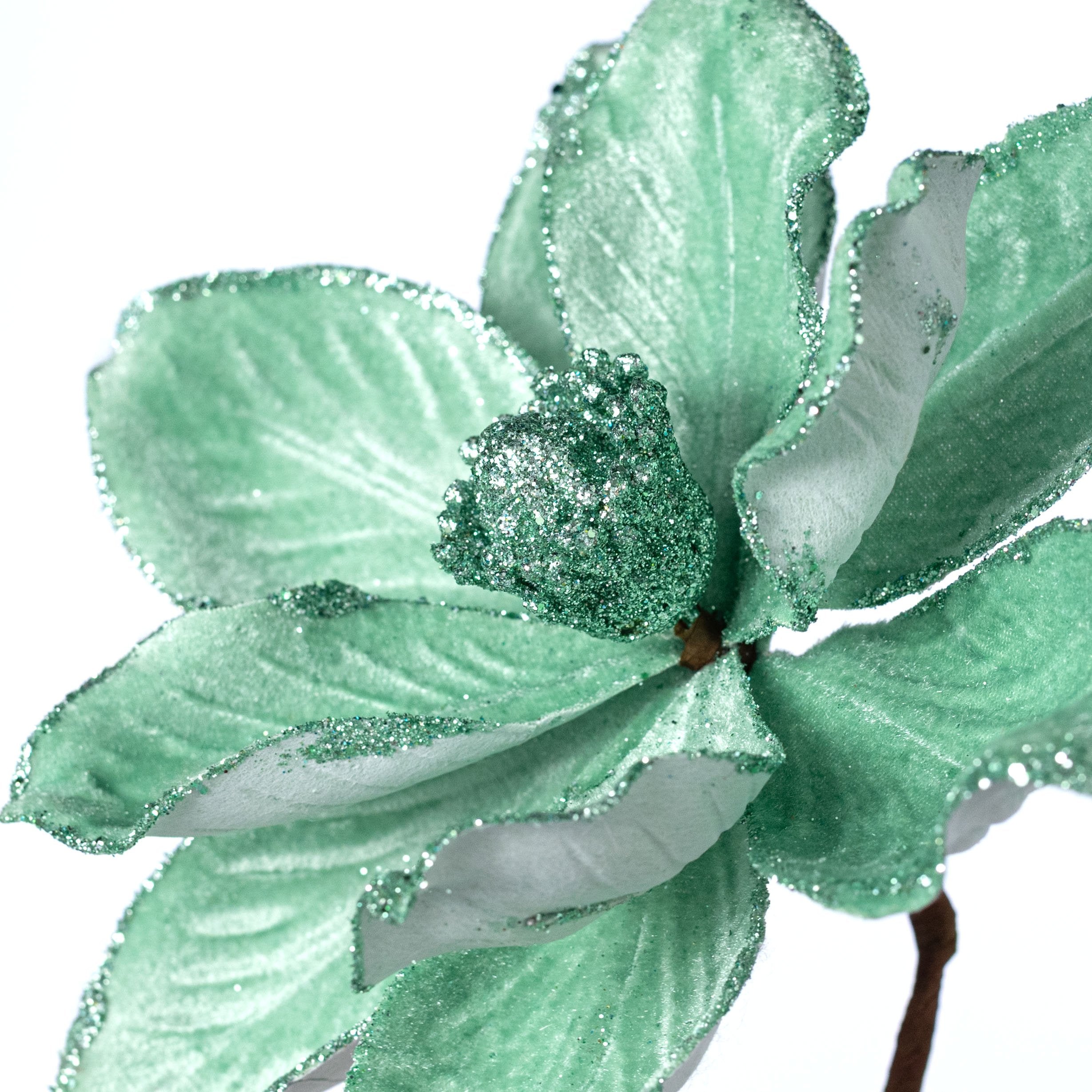 8" x 12" Velvet Magnolia Flower Stem: Mint Green detail photo 4