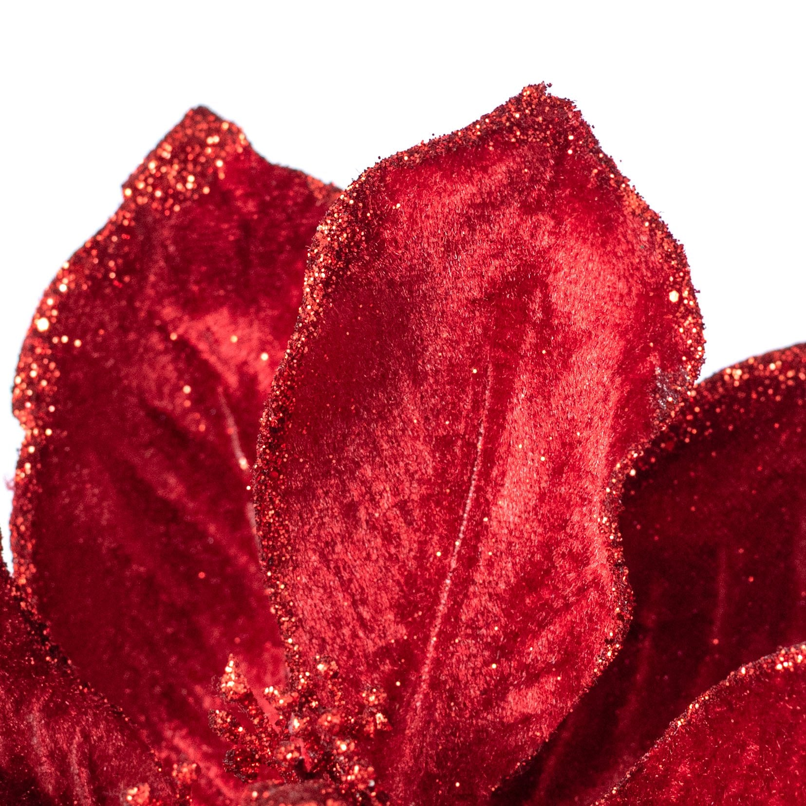 8" x 12" Velvet Magnolia Flower Stem: Red Lifestyle Photo