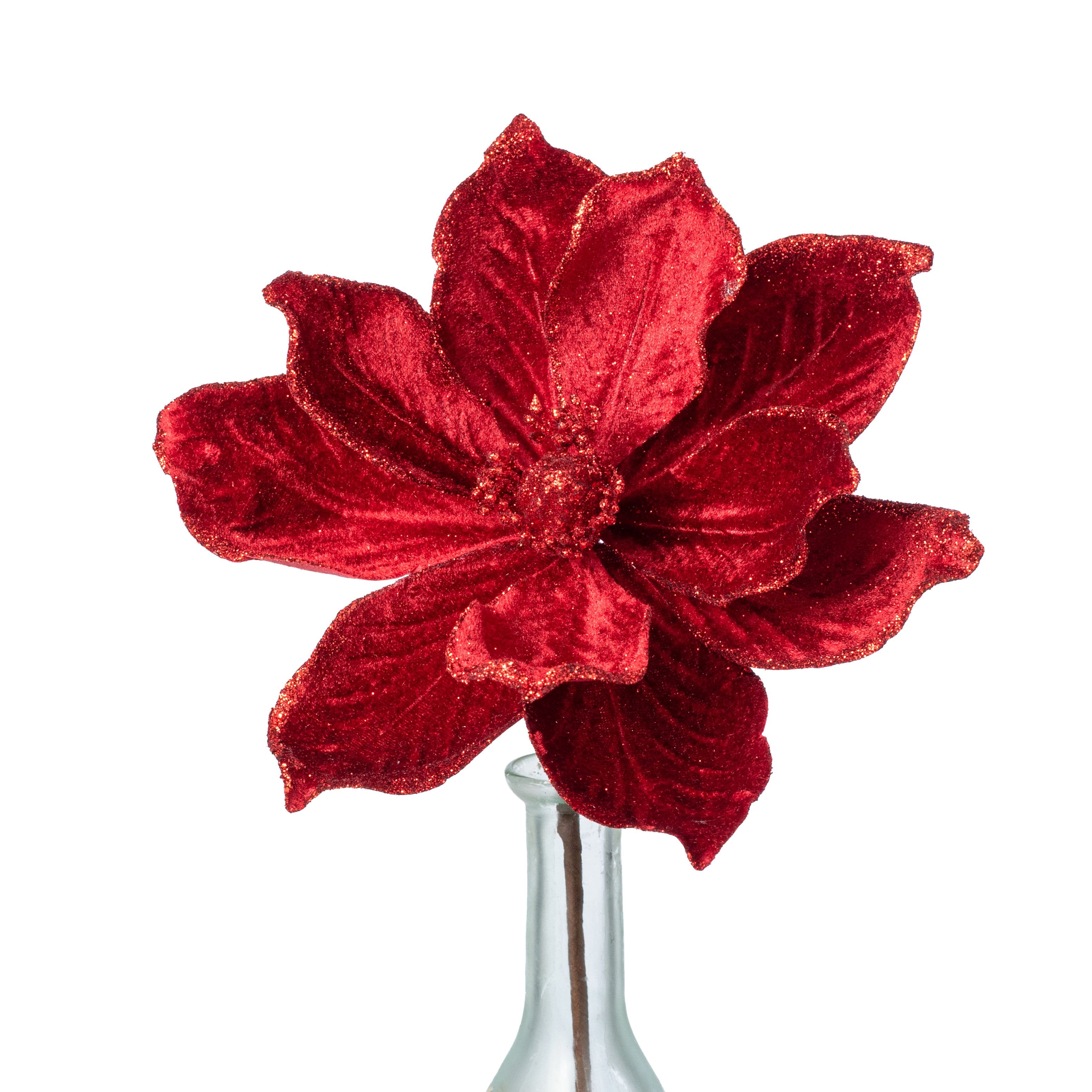 8" x 12" Velvet Magnolia Flower Stem: Red Item Number: 86868RD