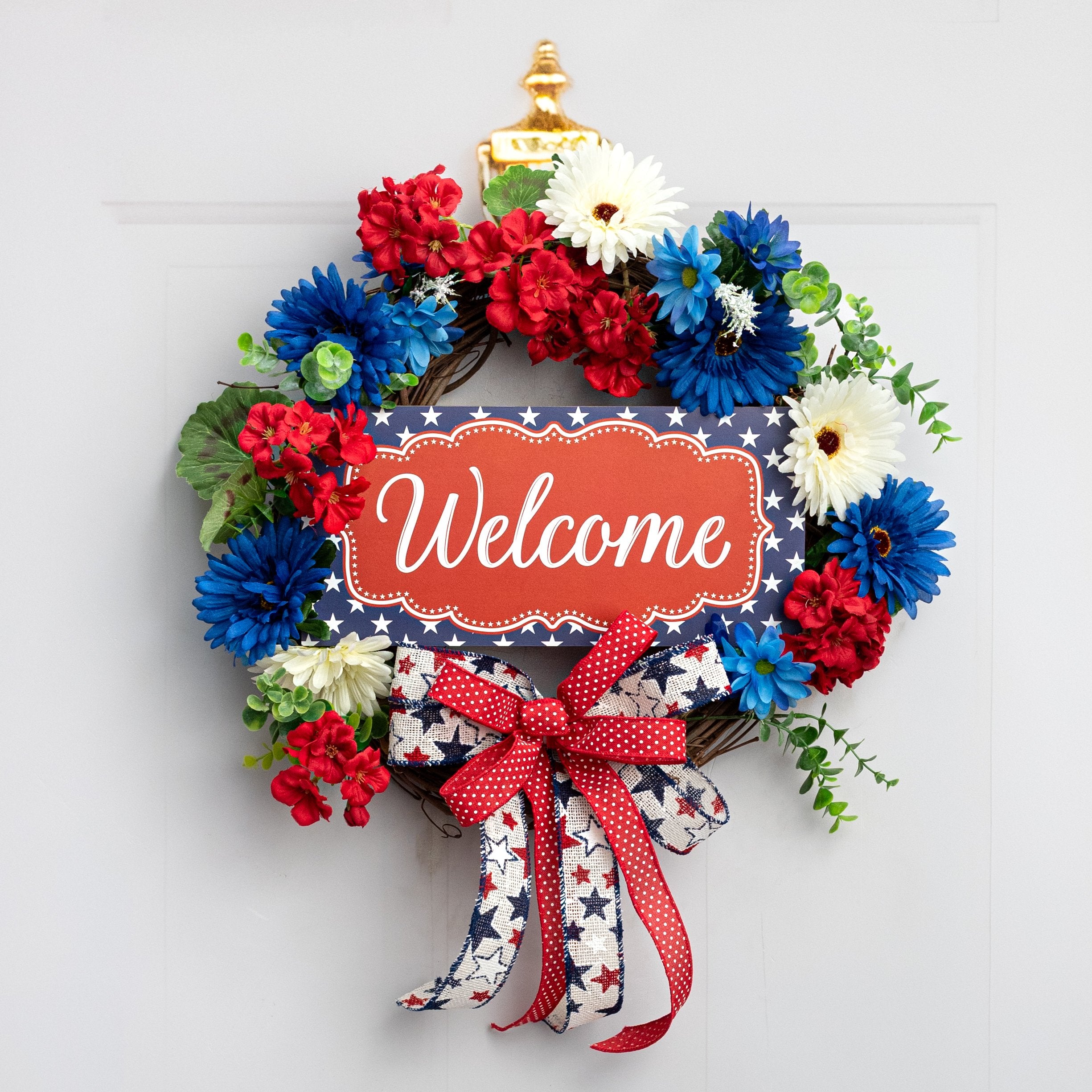 12" Wooden Sign: Bracket Patriotic Welcome Lifestyle Photo
