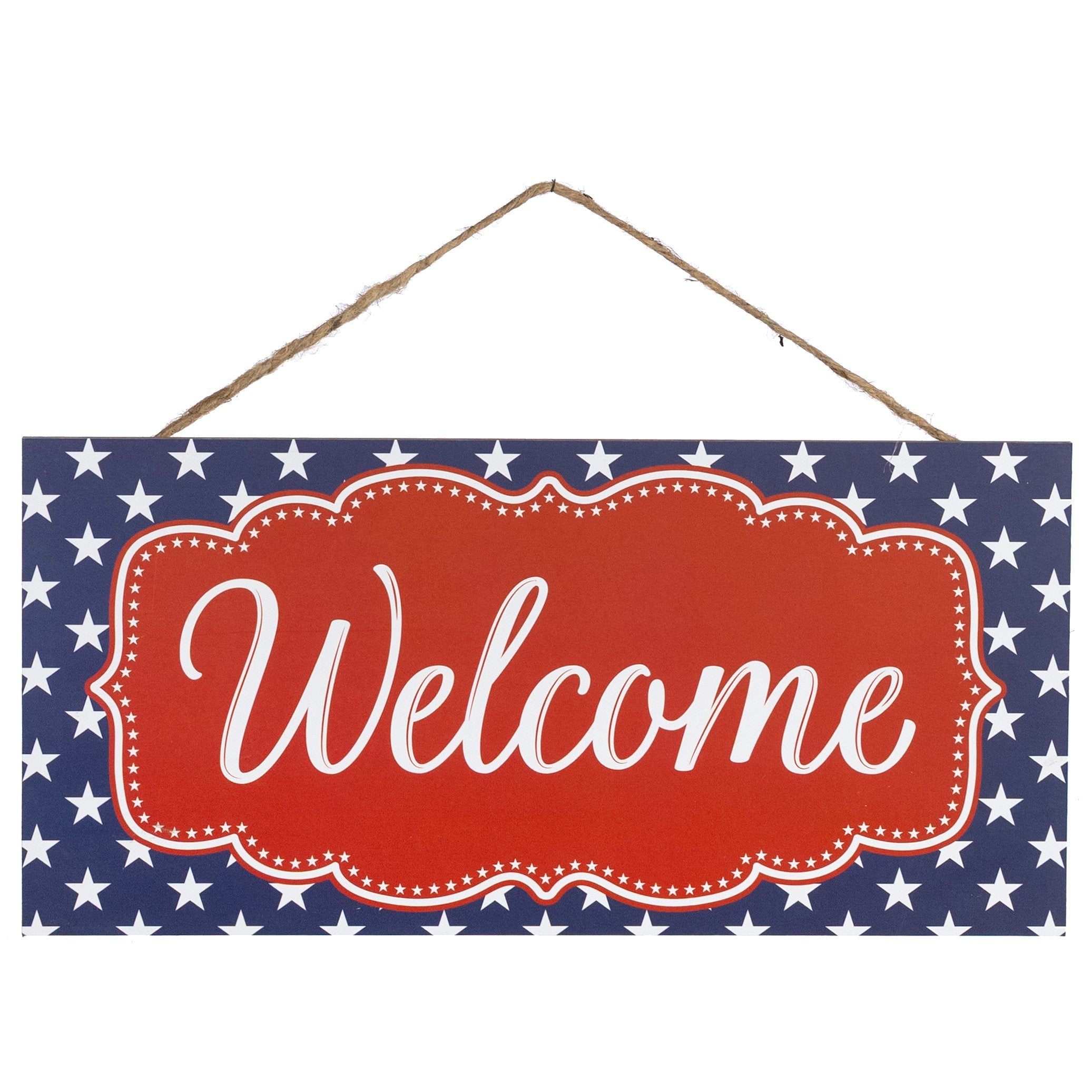 12" Wooden Sign: Bracket Patriotic Welcome Item Number: AP7457H1