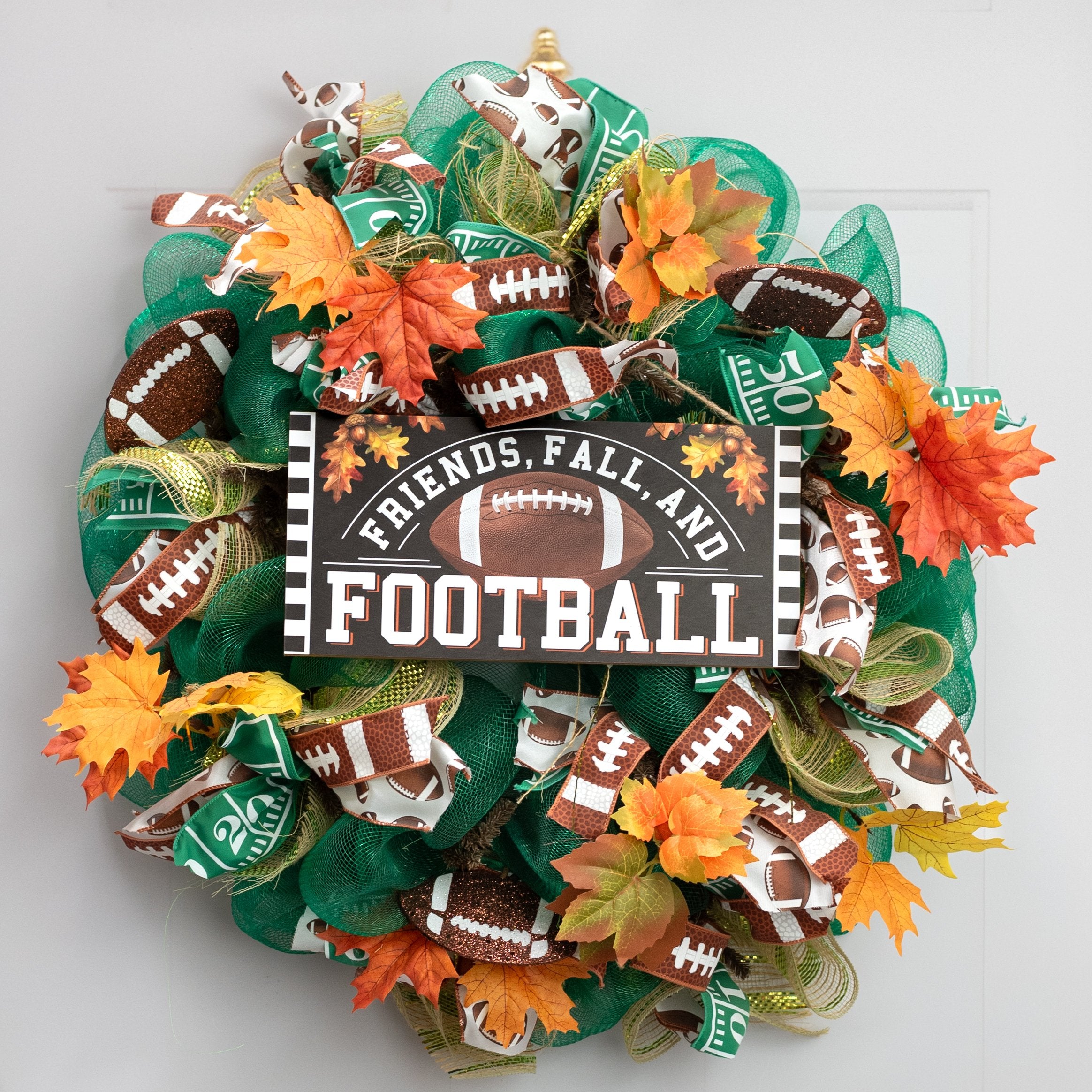 12" Wooden Sign: Friends Fall Football Lifestyle Photo