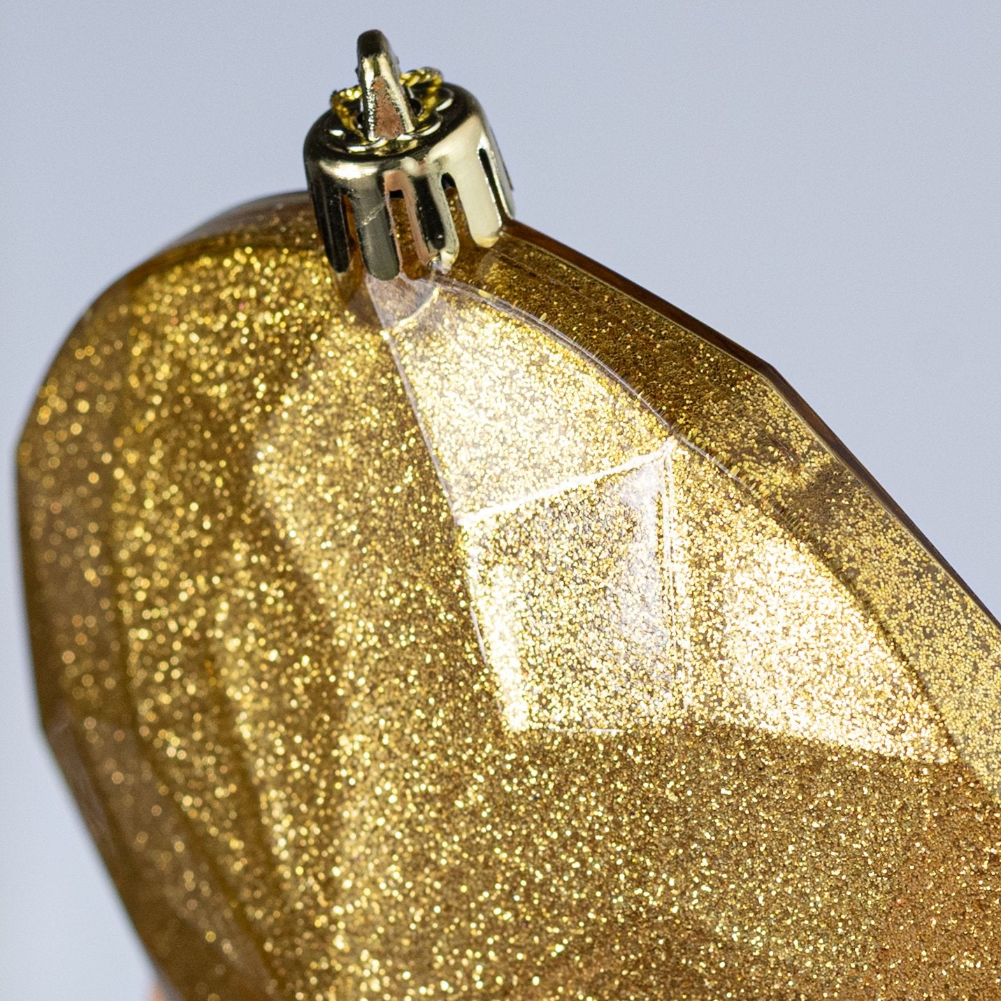 120mm Faceted Flat Round Gem Ornament: Glitter Inside Gold detail photo 3