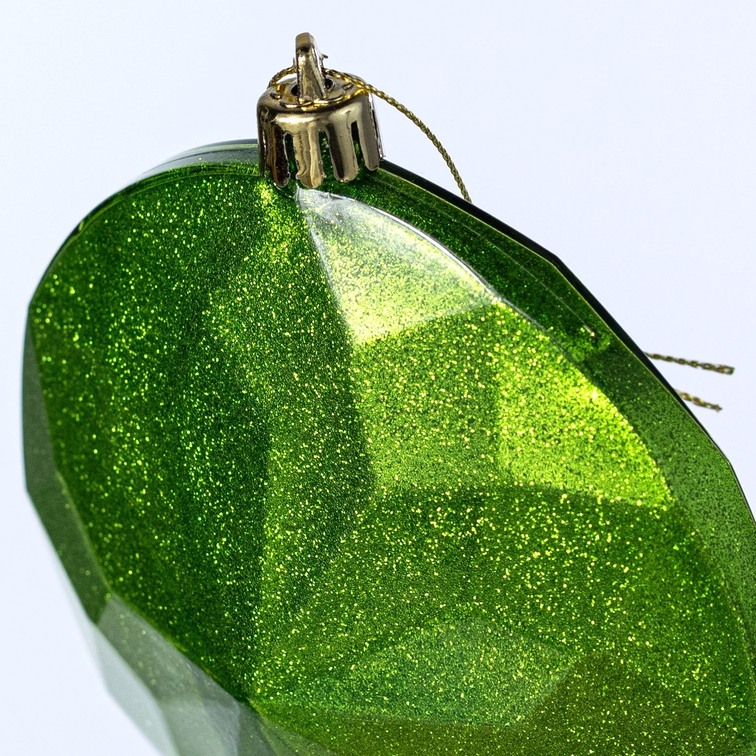 120mm Faceted Flat Round Gem Ornament: Glitter Inside Lime Green detail photo 3