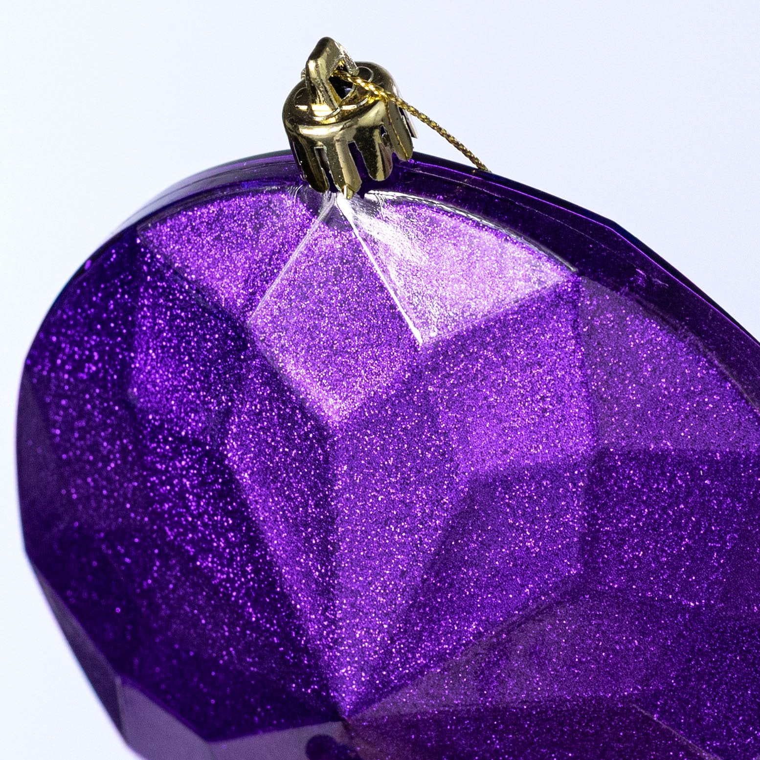 120mm Faceted Flat Round Gem Ornament: Glitter Inside Purple detail photo 3