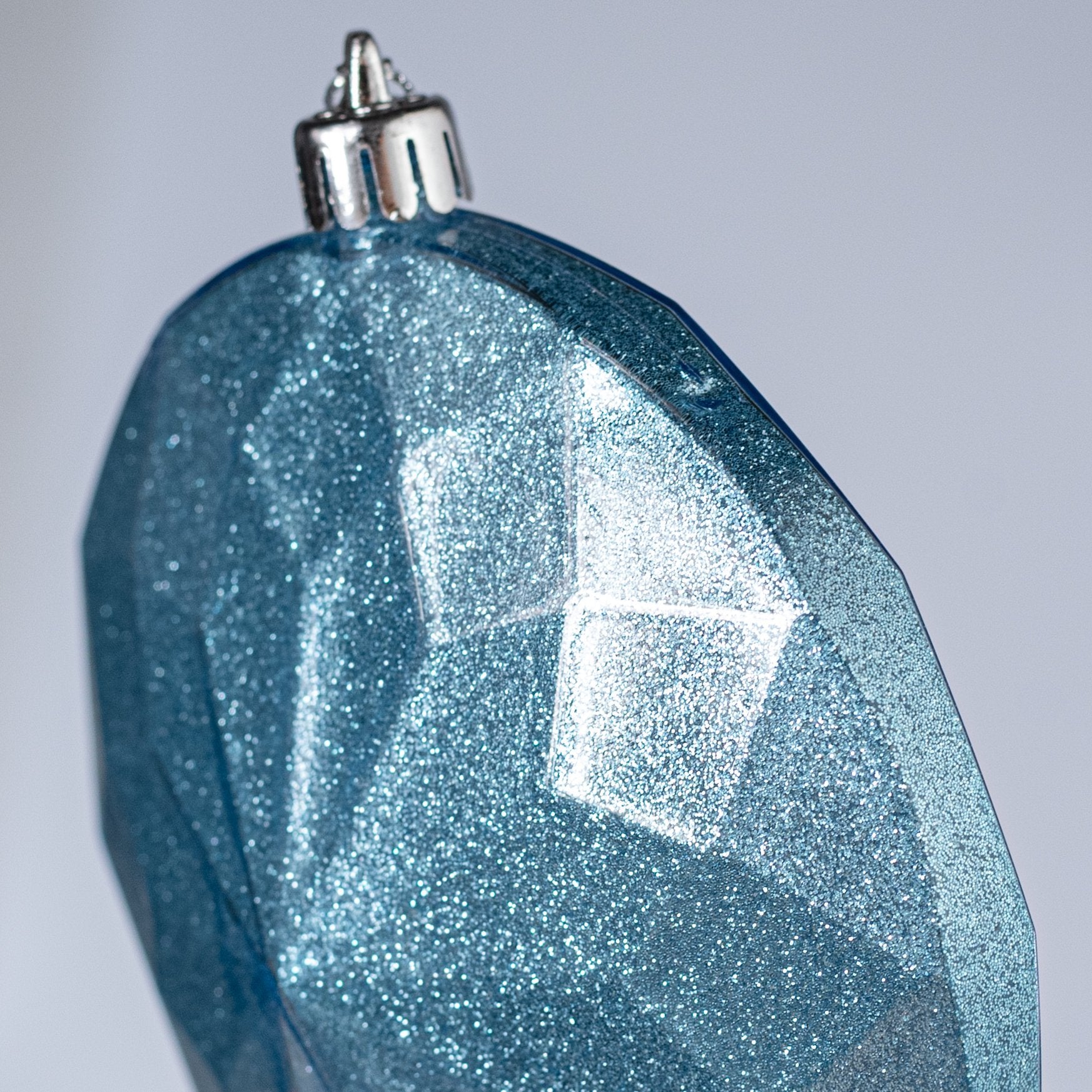 120mm Faceted Flat Round Gem Ornament: Glitter Inside Smoke Blue detail photo 3