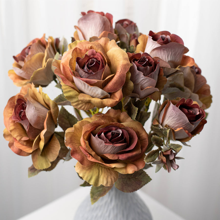 19" Rose Bud Bush: Ombré Fall Hues