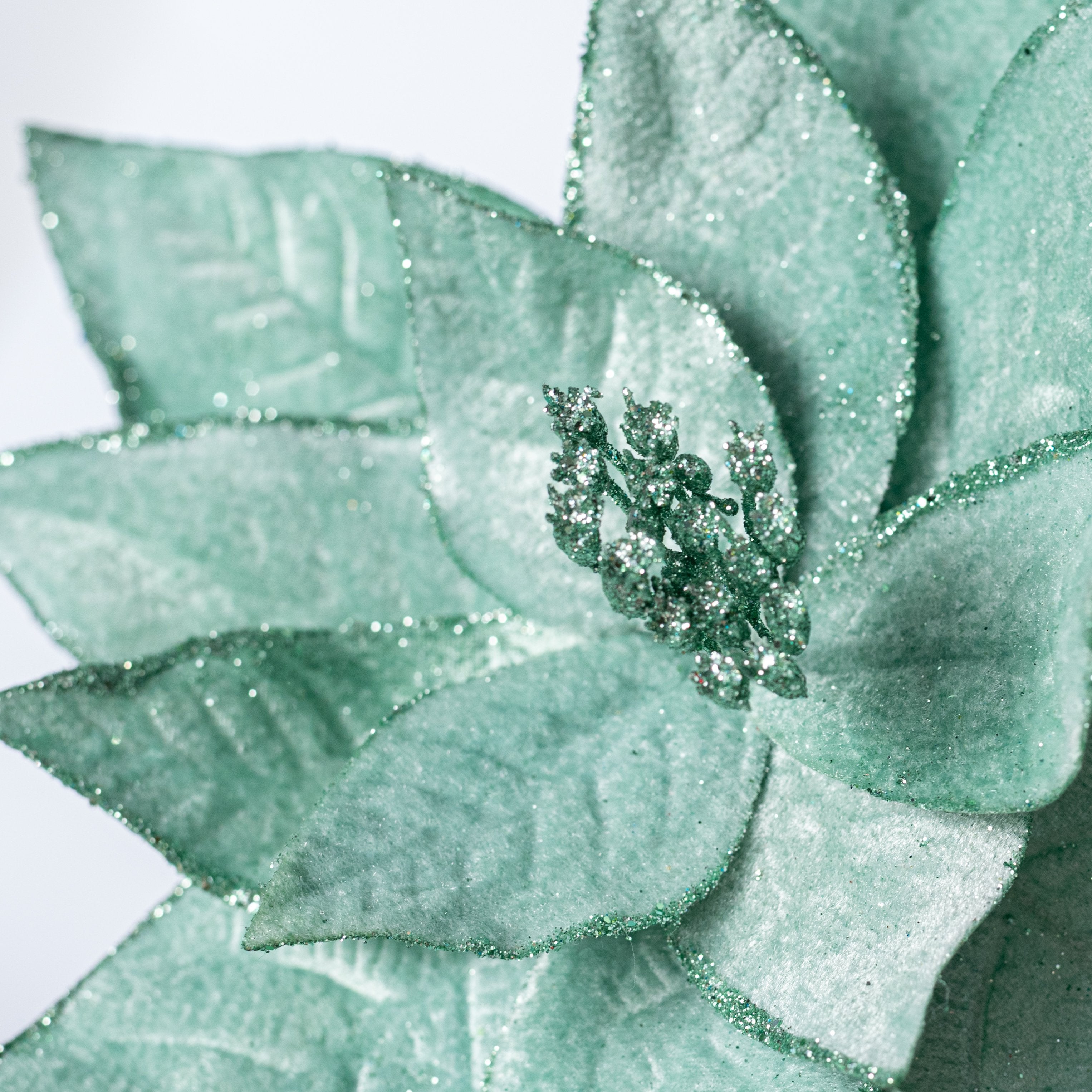 13" x 24" Velvet Poinsettia Stem: Mint Green Lifestyle Photo