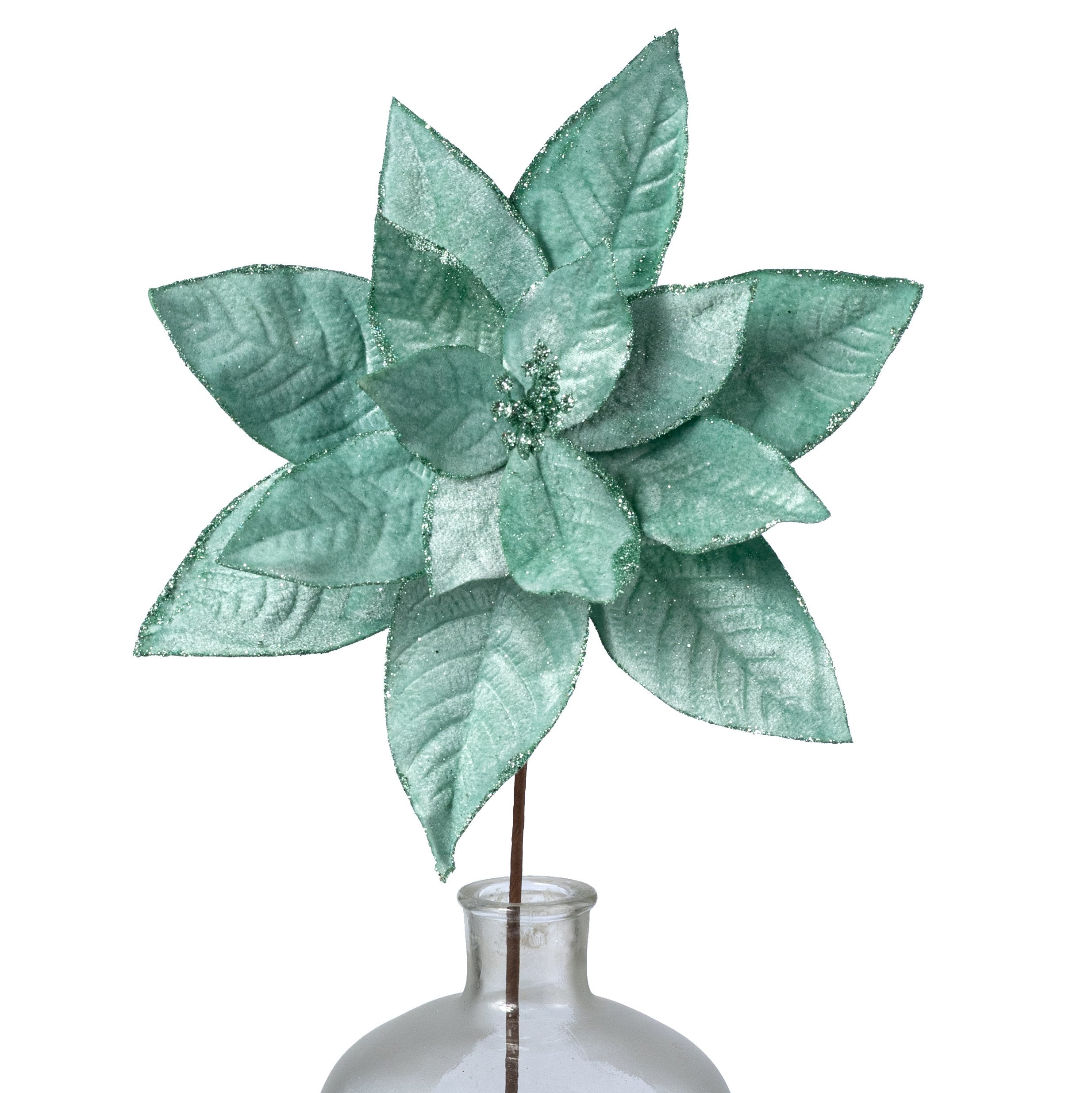 13" x 24" Velvet Poinsettia Stem: Mint Green Item Number: 86873MINT