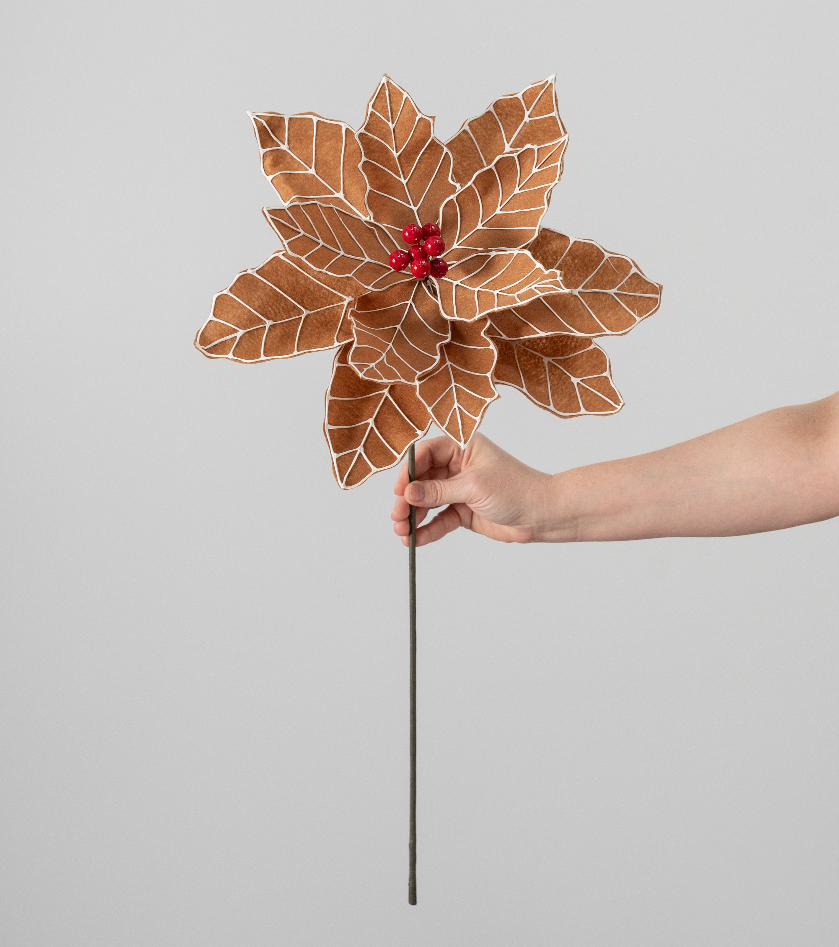 13" x 27" Oversized Poinsettia Stem: Gingerbread Icing detail photo 3
