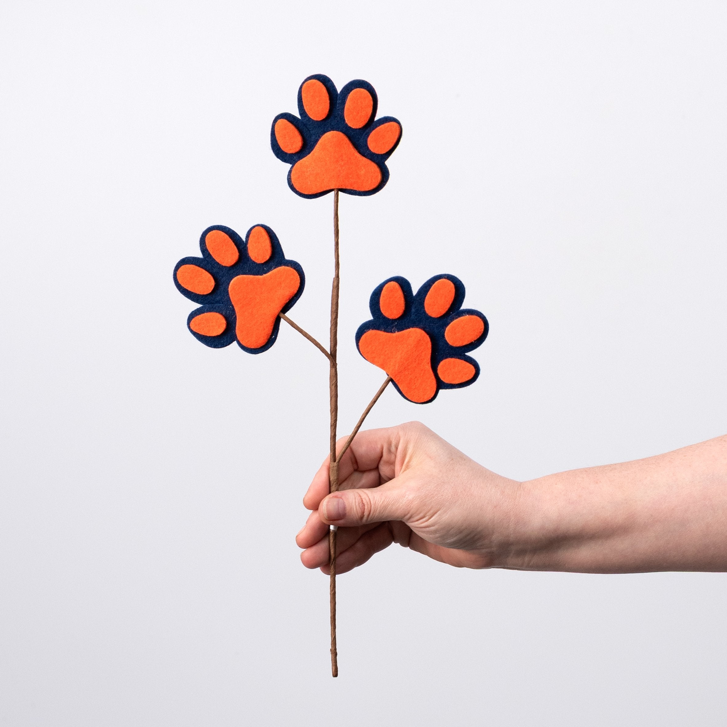 13" Felt Paw Prints Spray: Navy Blue & Orange detail photo 3