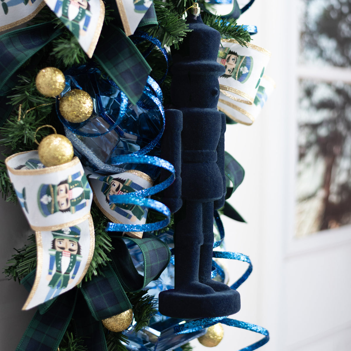 13" Flocked Nutcracker Ornament: Navy Blue Lifestyle Photo