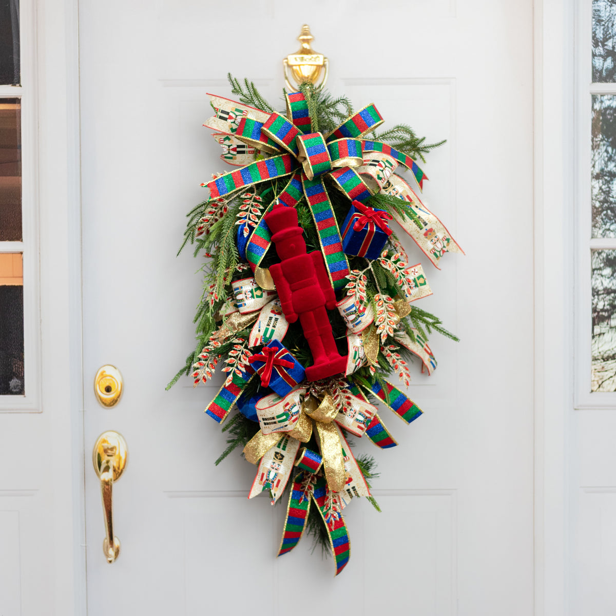13" Flocked Nutcracker Ornament: Red Lifestyle Photo