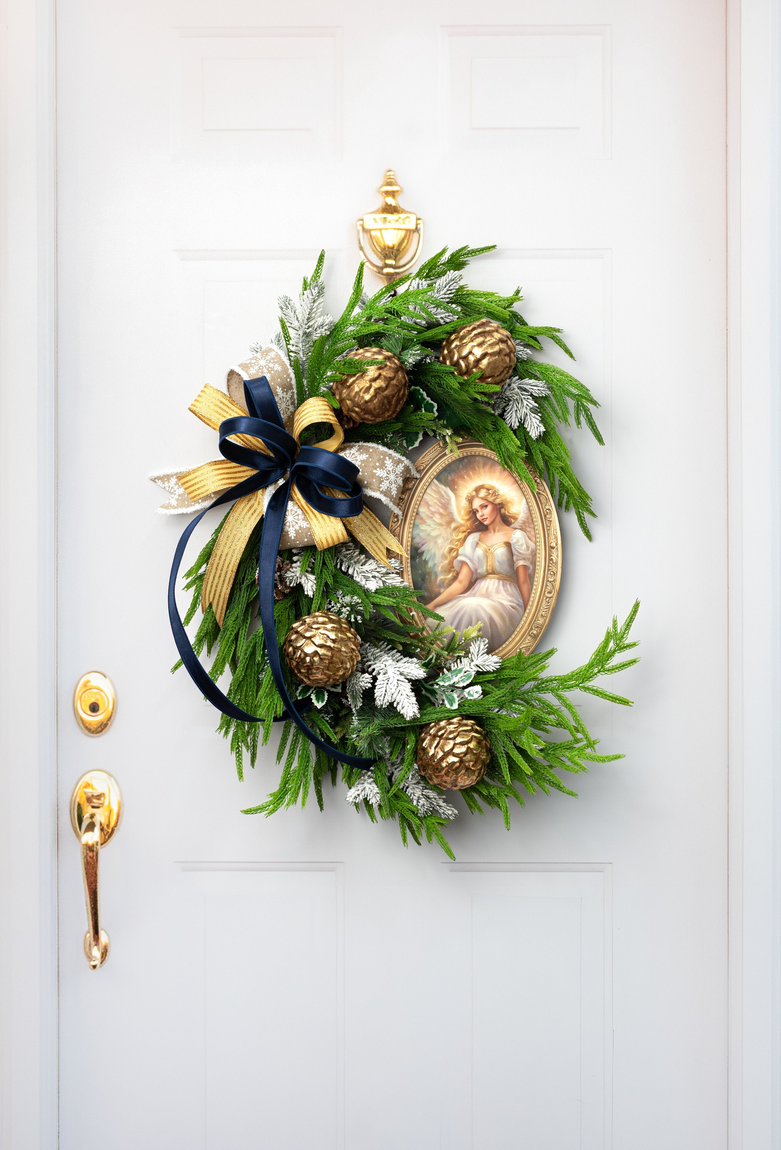 13" Oval Wooden Sign: Angel Portrait detail photo 4