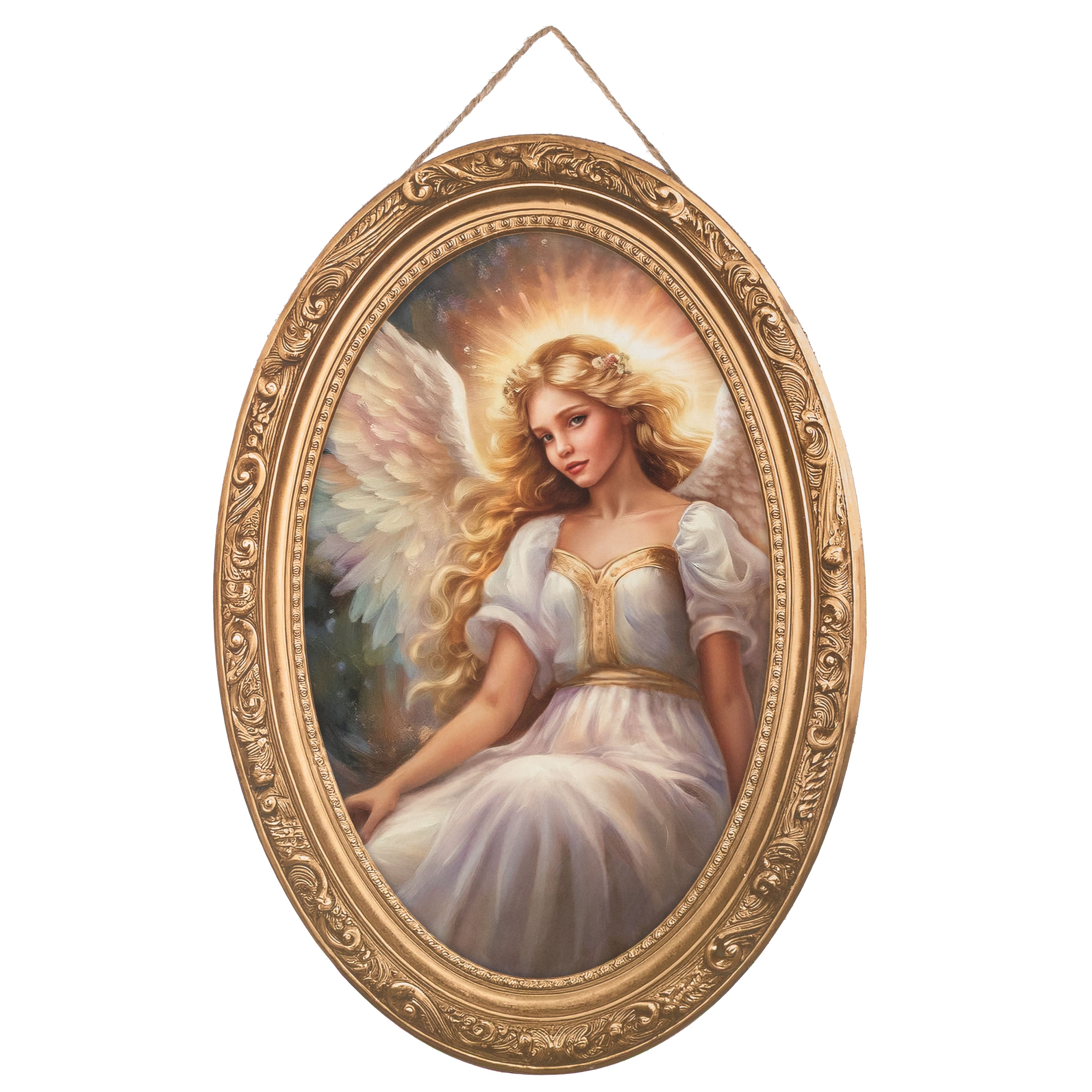 13" Oval Wooden Sign: Angel Portrait Item Number: AP740508