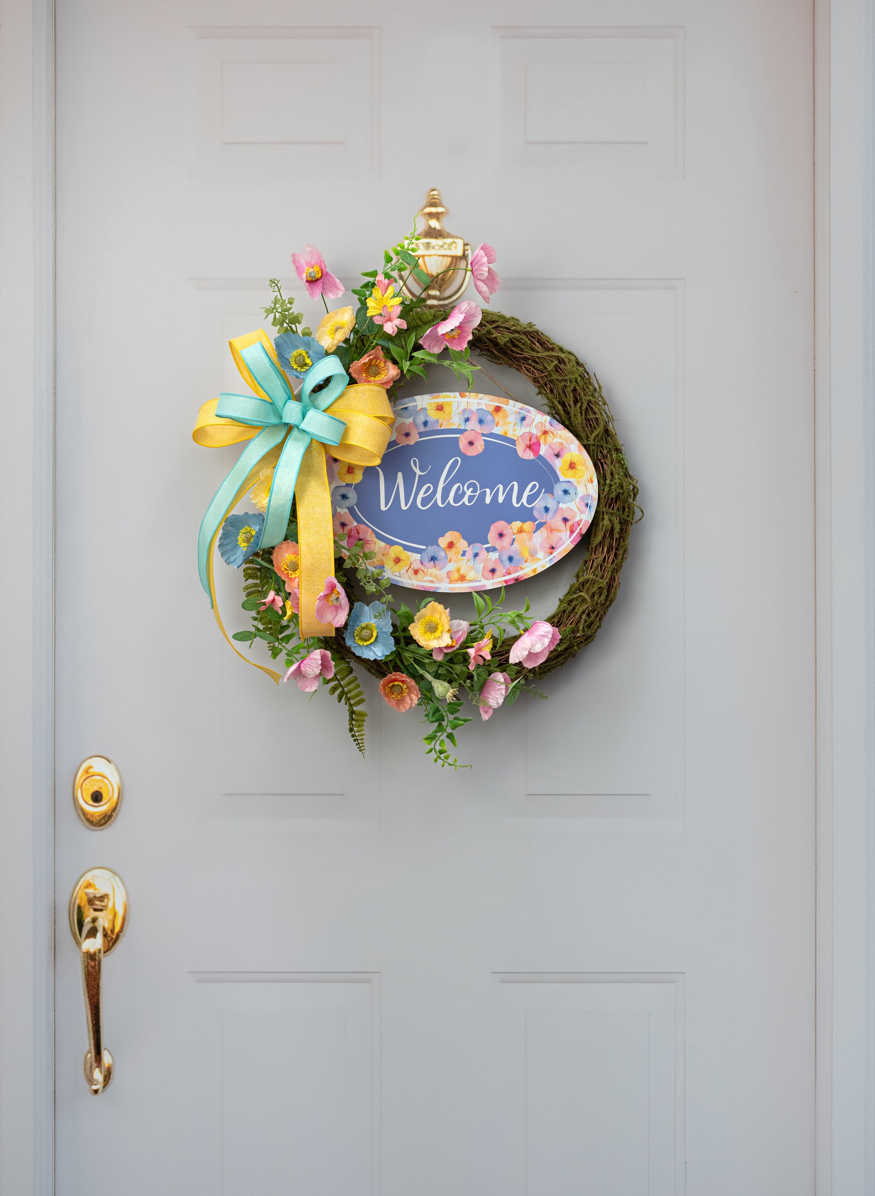 13" Oval Wooden Sign: Pink & Blue X-Ray Poppy Flowers detail photo 4