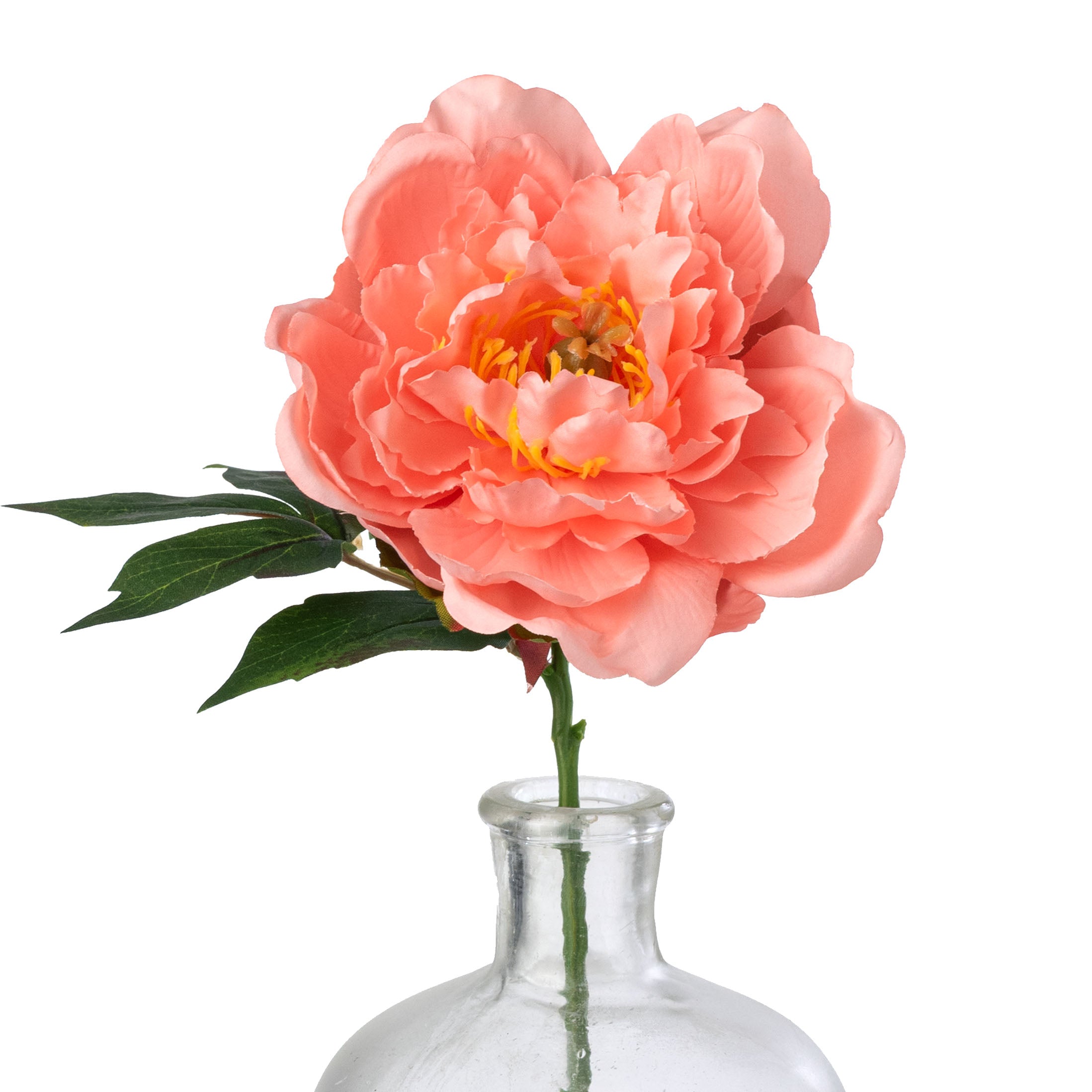13" Short Stem Peony Flower: Coral Item Number: 250600