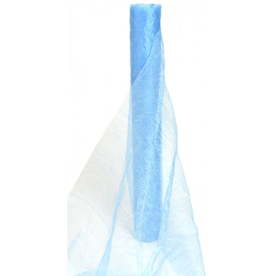 24" Crinkle Sheer Fabric Roll: Light Blue (10 Yards)