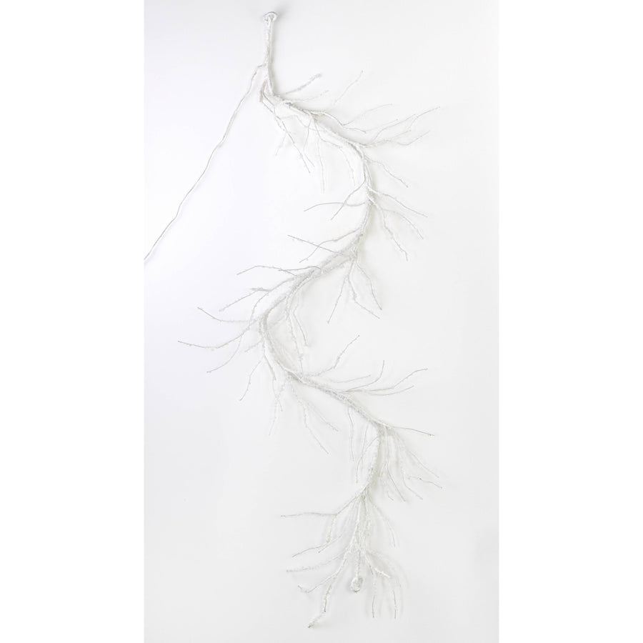 6' Lighted White Iced Branches Garland (48 LEDs)