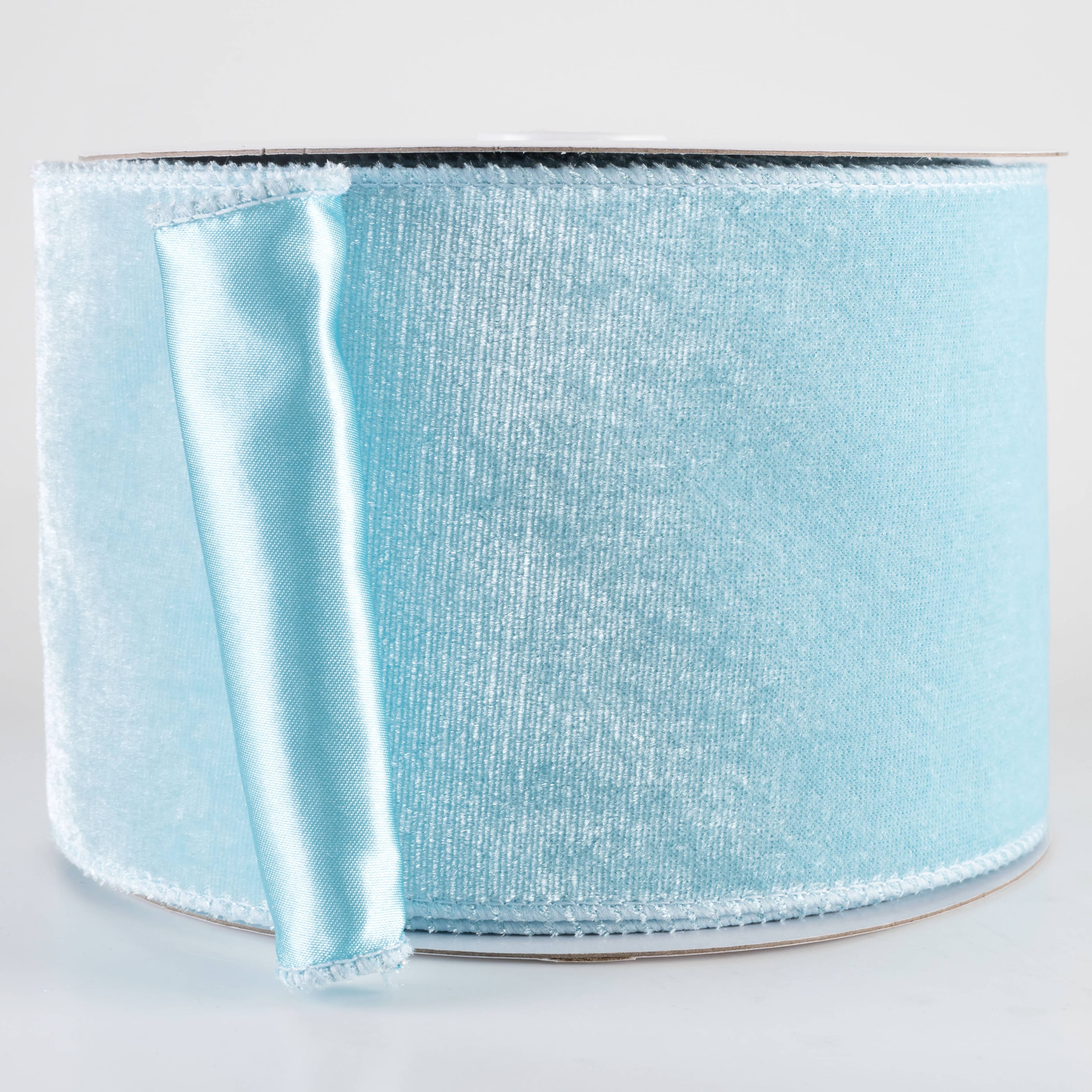 4" Deluxe Velvet Satin Backing Ribbon: Ice Blue (10 Yards)
