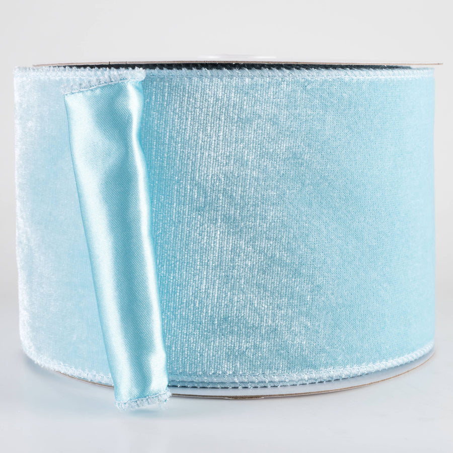 4" Deluxe Velvet Satin Backing Ribbon: Ice Blue (10 Yards)